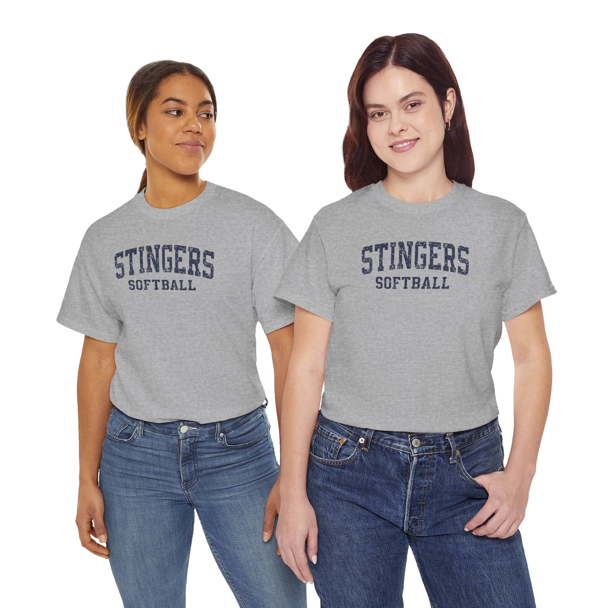 Adult Unisex Stingers Softball Vintage Distressed Graphic Short Sleeve Gildan Heavy Tee