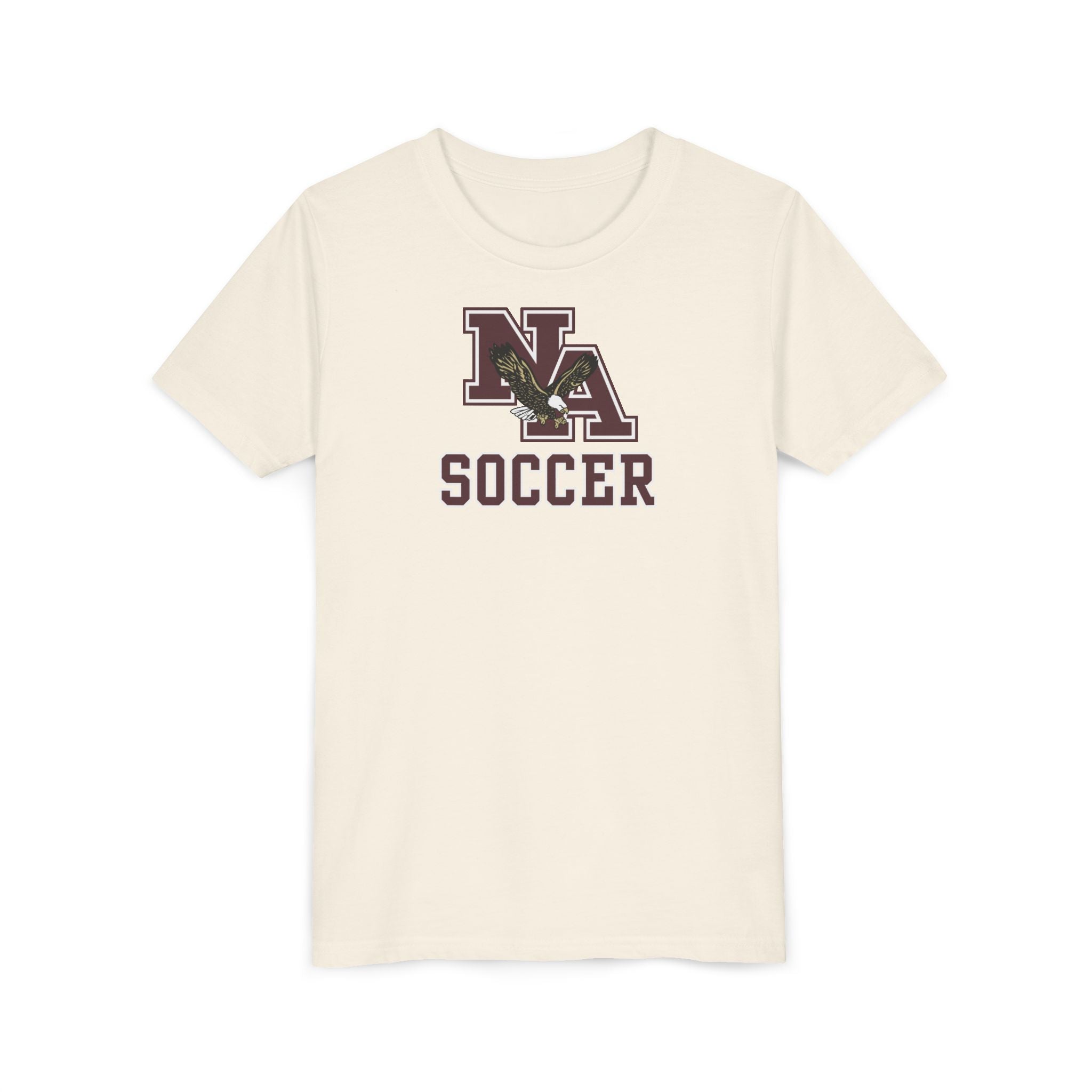 Youth New Albany Classic Maroon Soccer Logo Graphic Short Sleeve Bella + Canvas Soft Tee