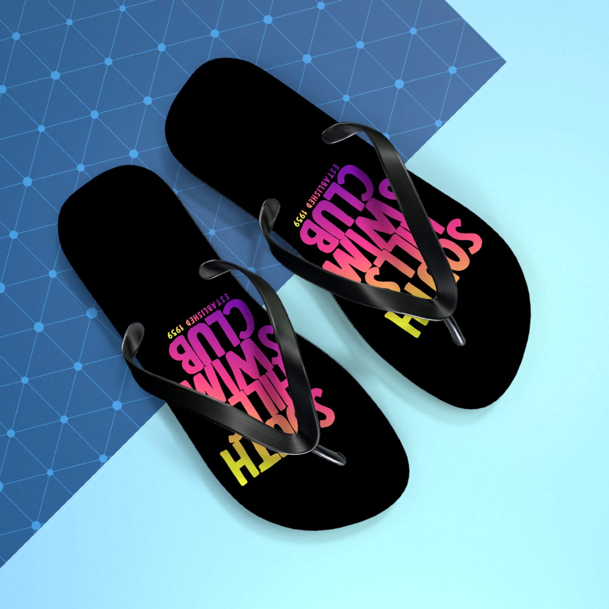 South Hills Swim Club SHSC Ombre Graphic Print Flip Flops