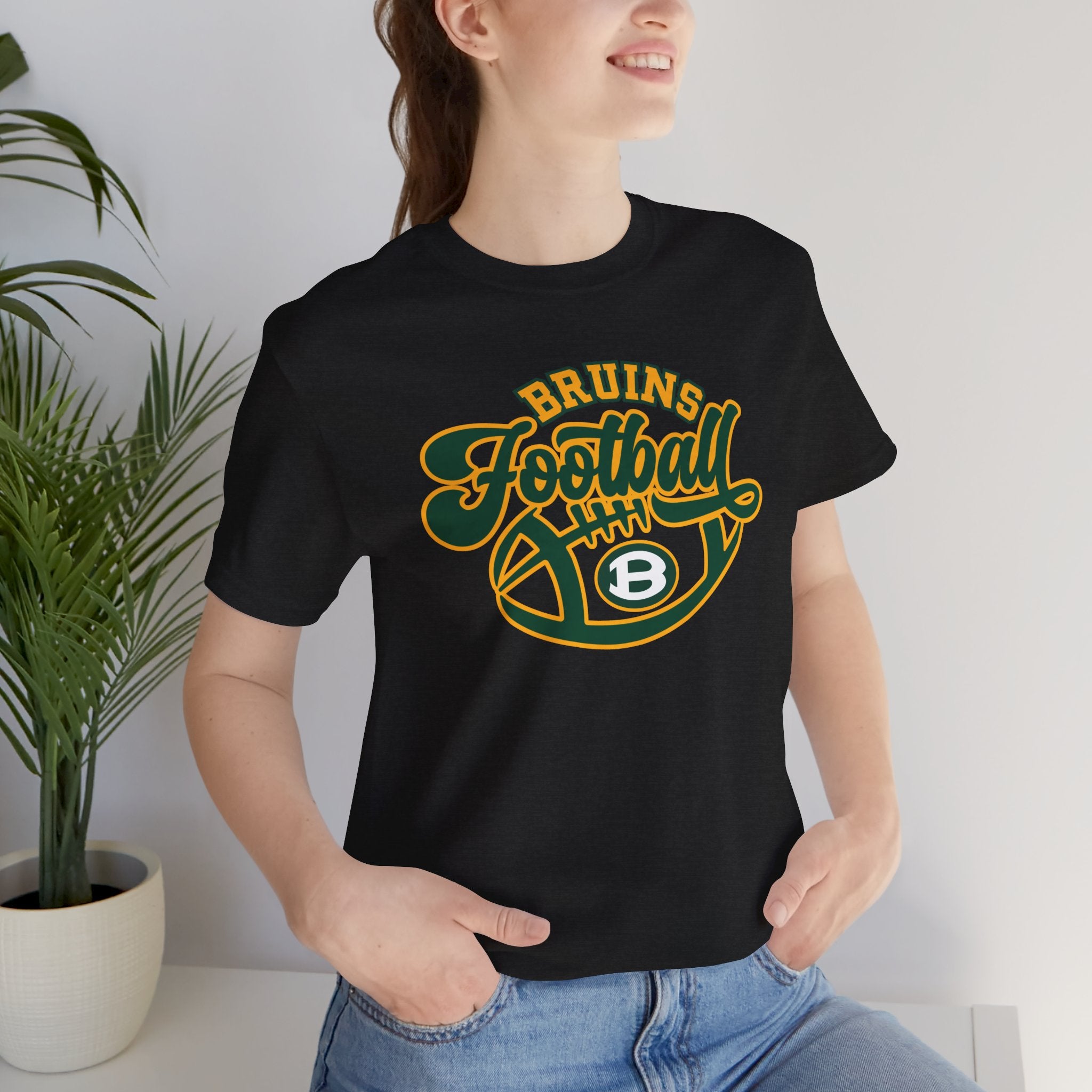 Adult Unisex Bruin Script Football Graphic Short Sleeve Soft Tee