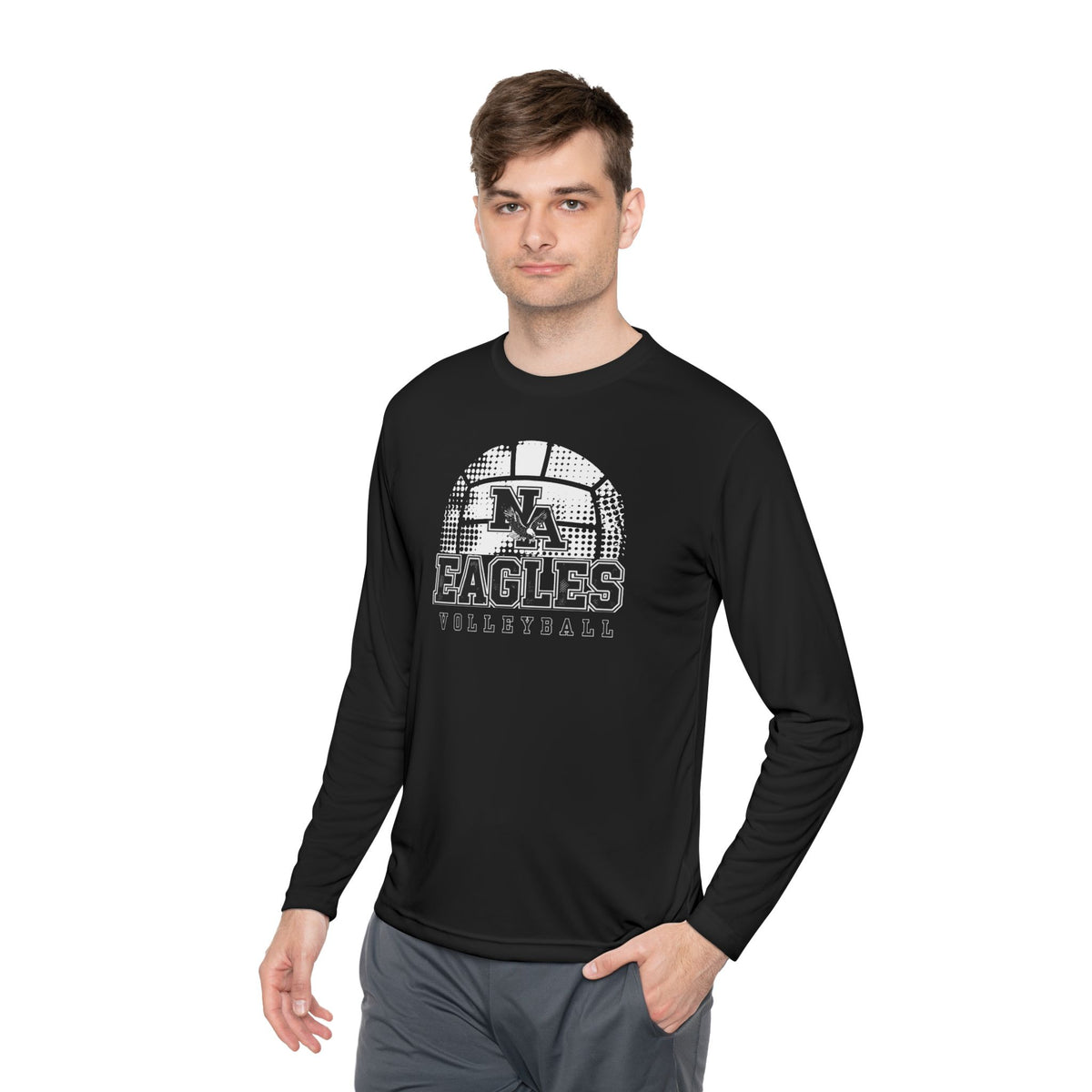Adult Unisex New Albany Eagles Spike it Graphic Sport-Tek Competitor Performance Long Sleeve Tee