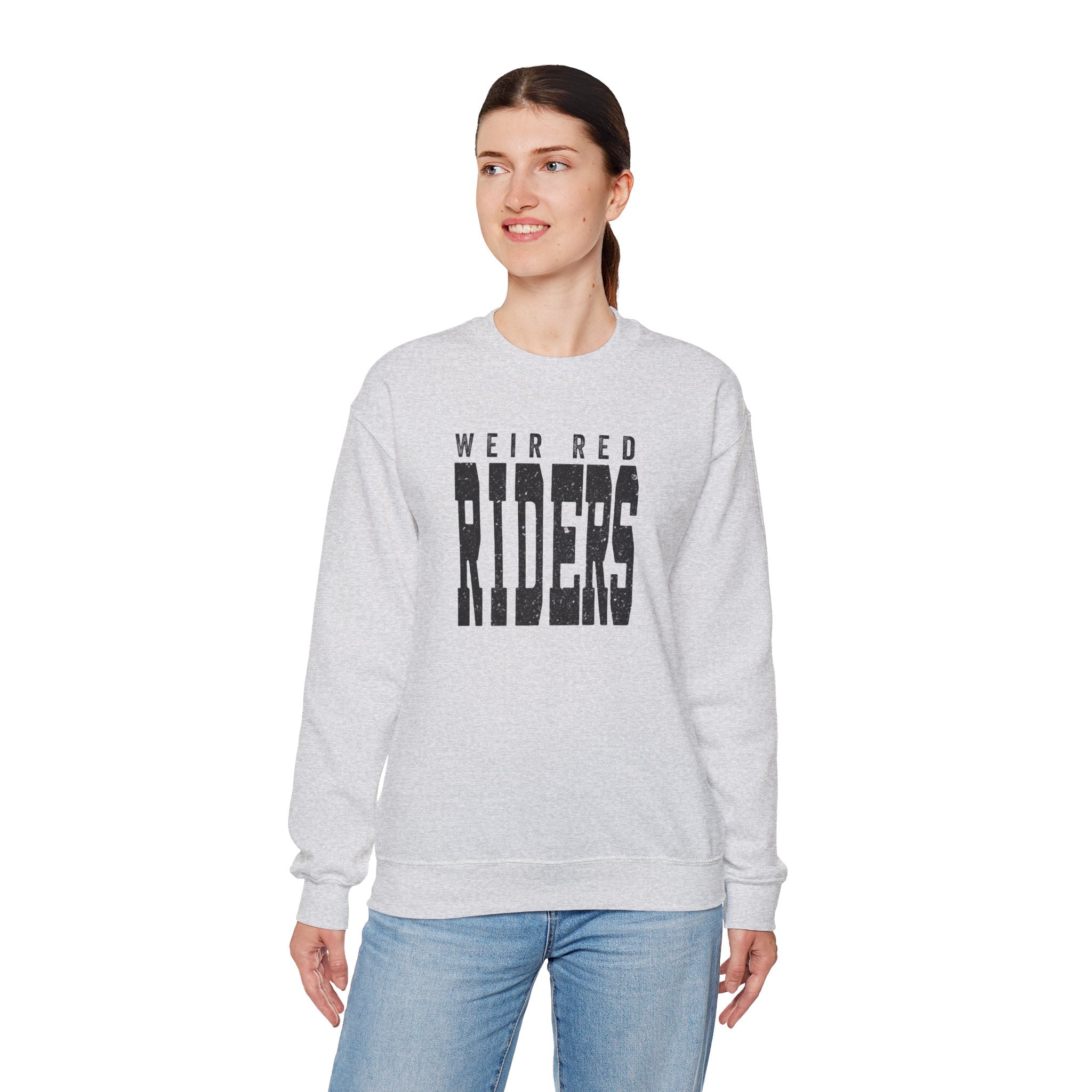 Adult Unisex Weir Red Riders Distressed Enlarged Graphic Sweatshirt
