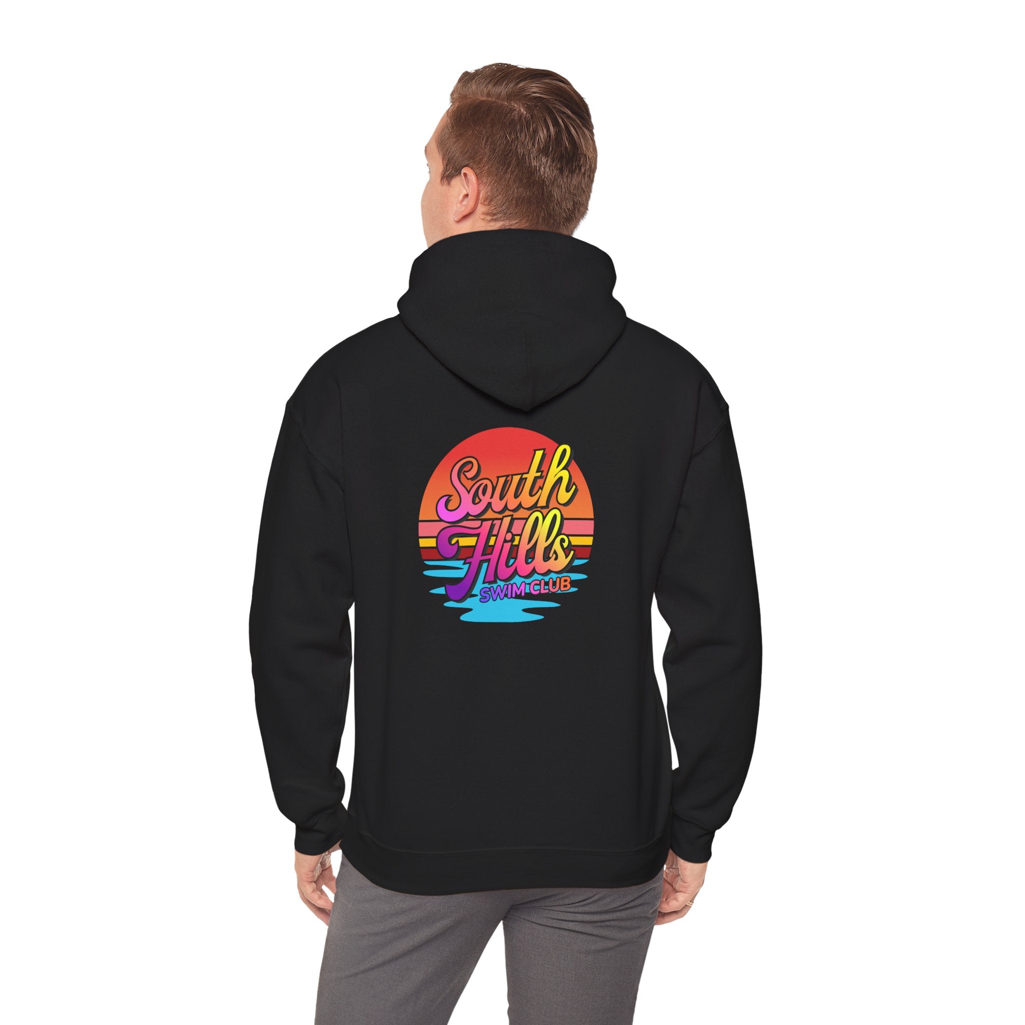 Adult Unisex South Hills Swim Club Sunset Script Graphic Hoodie
