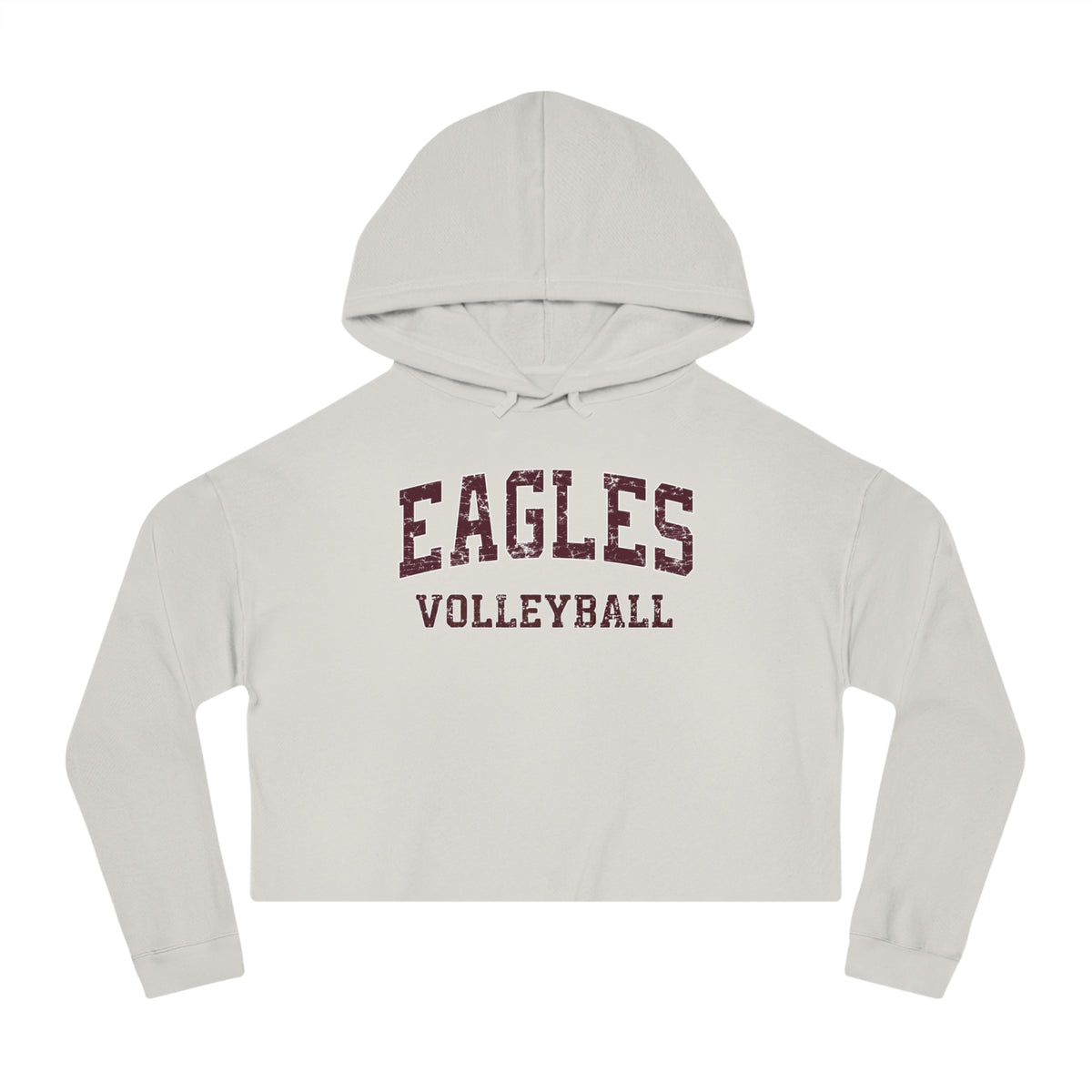 Women's New Albany Eagles Volleyball Vintage Distressed Graphic Crop Hoodie