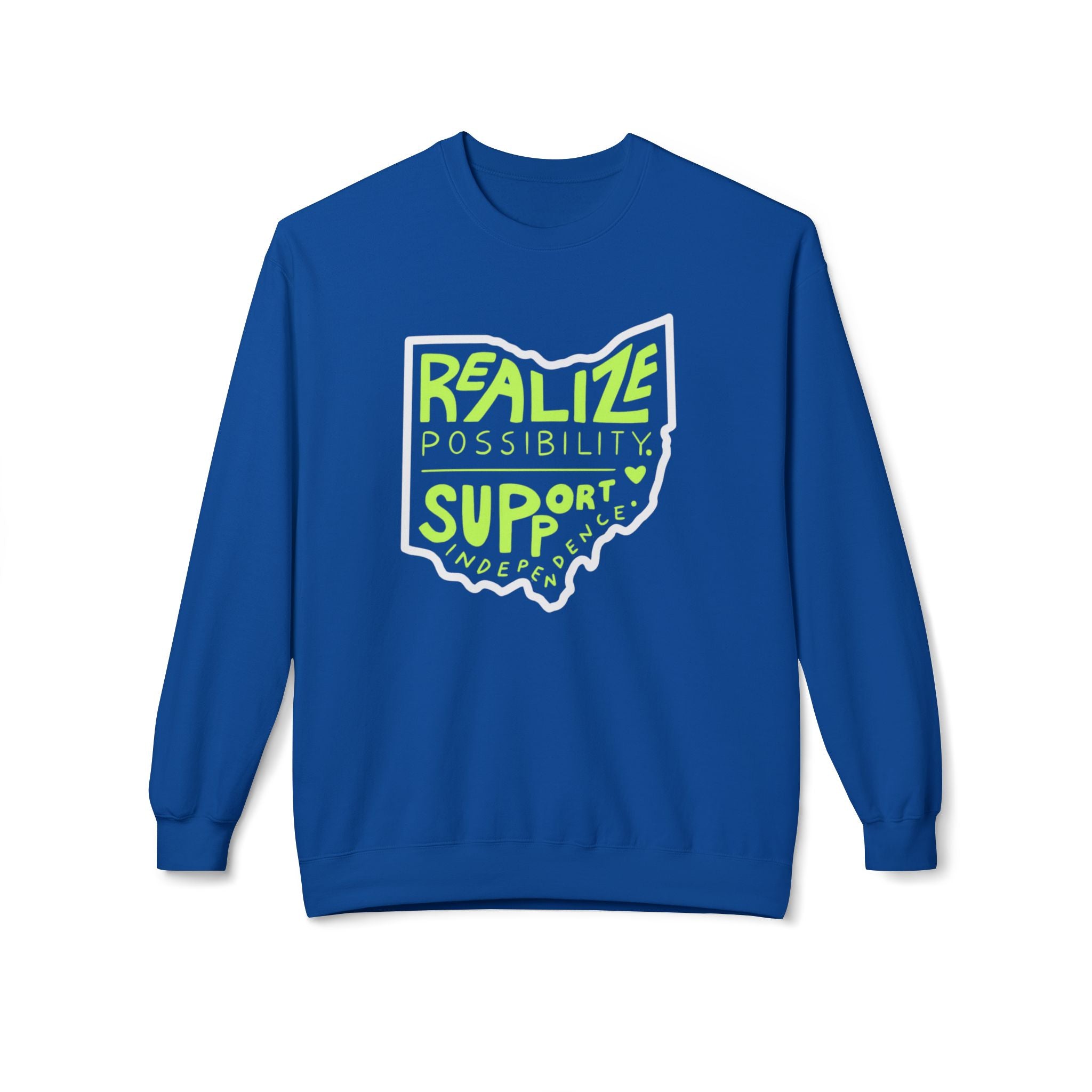 Adult Unisex Realize Possibility Support Independence Graphic Soft Style Sweatshirt