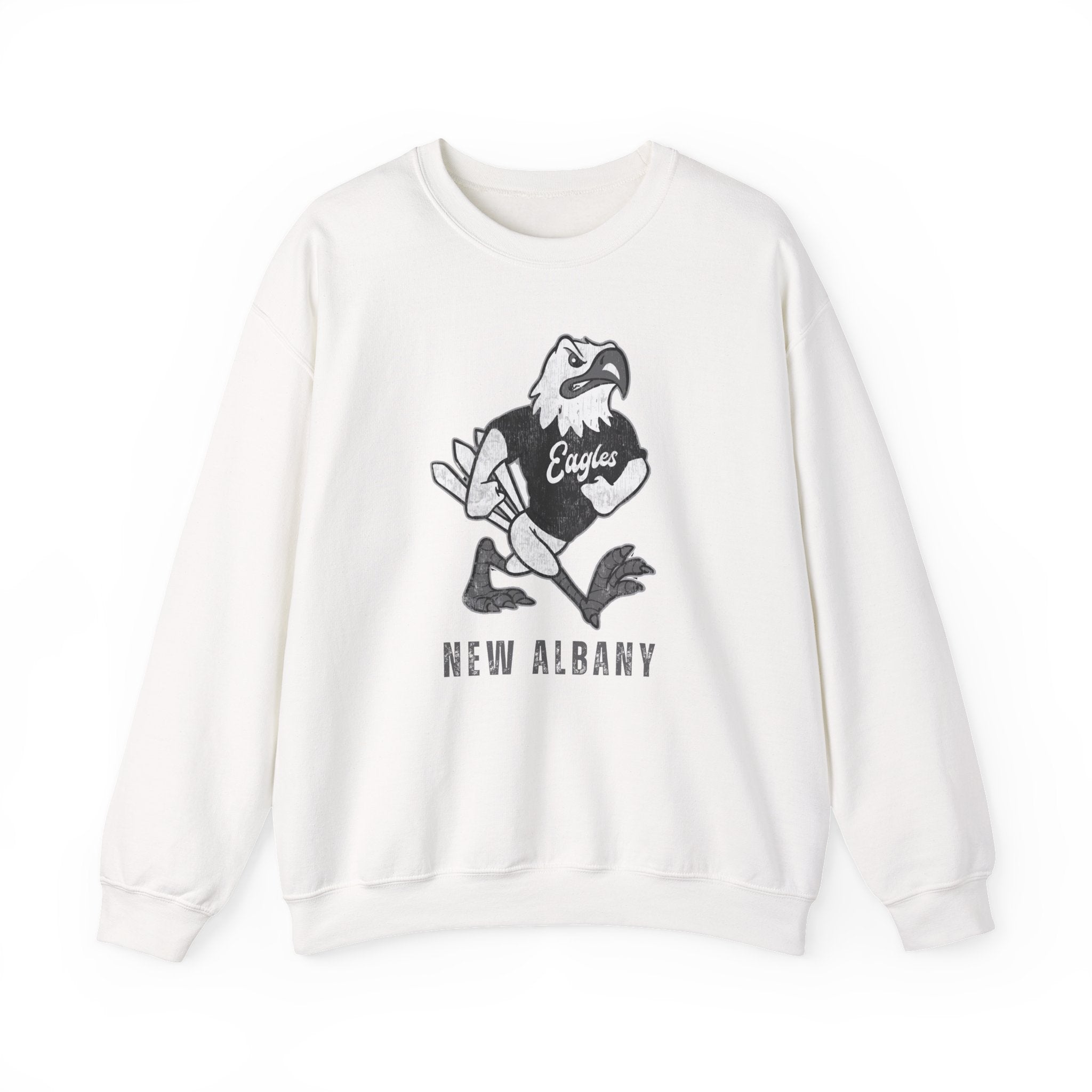 Adult Unisex New Albany Black and White Vintage Fighting Eagle Graphic Sweatshirt