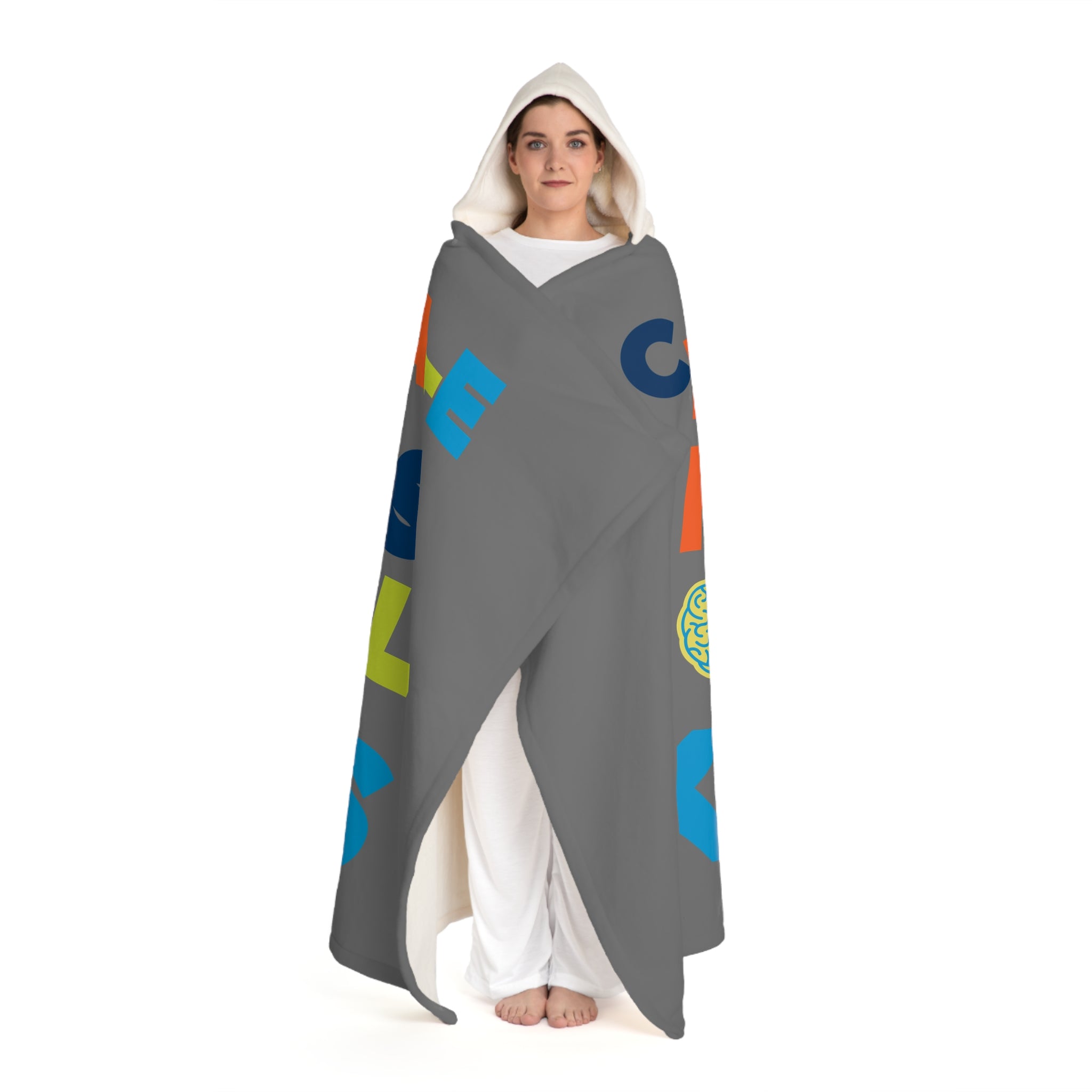 Celebrate Minds of All Kinds Graphic Hooded Sherpa Fleece Blanket