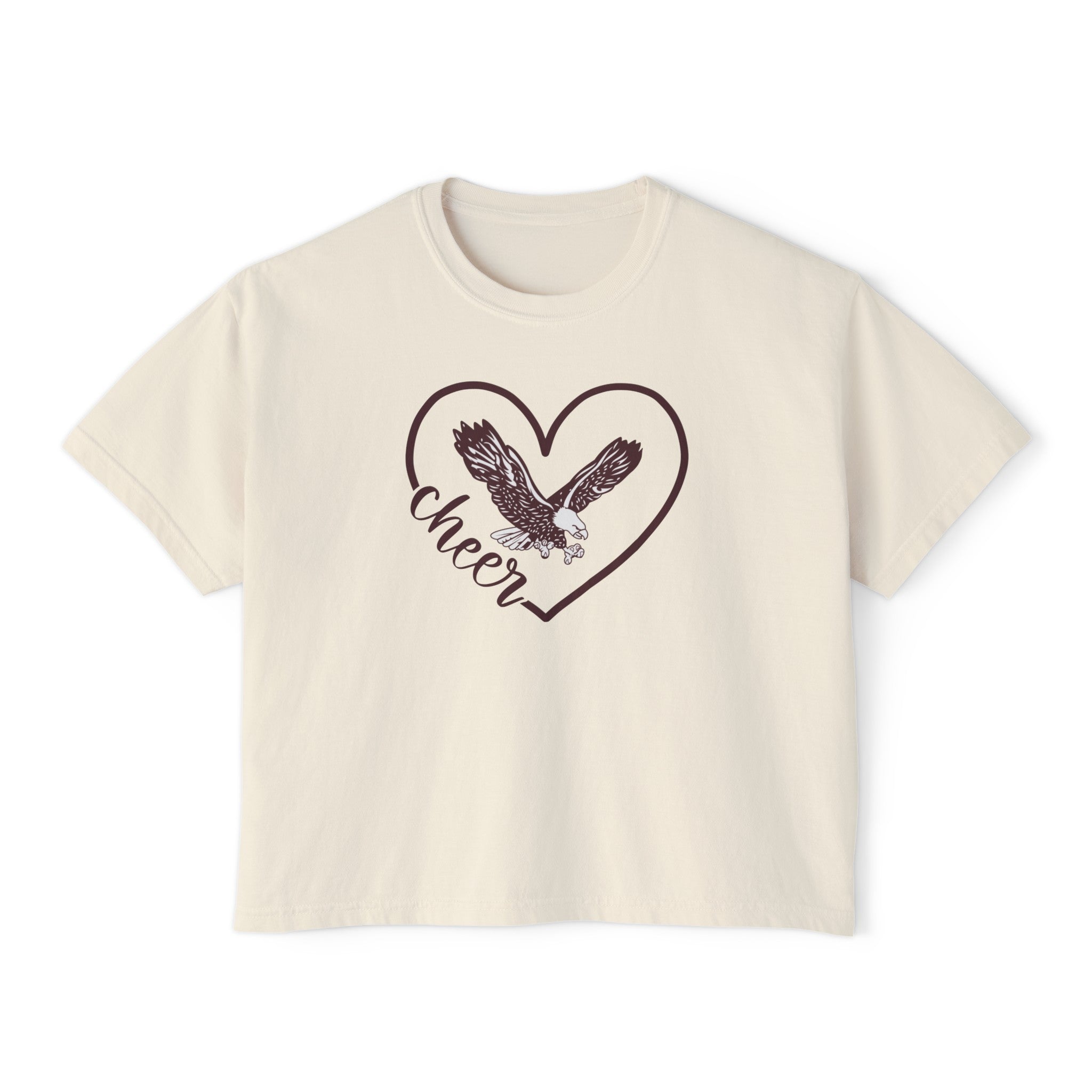 Women's Eagles Cheer Love Boxy Crop Short Sleeve Graphic Tee - New Albany Eagles