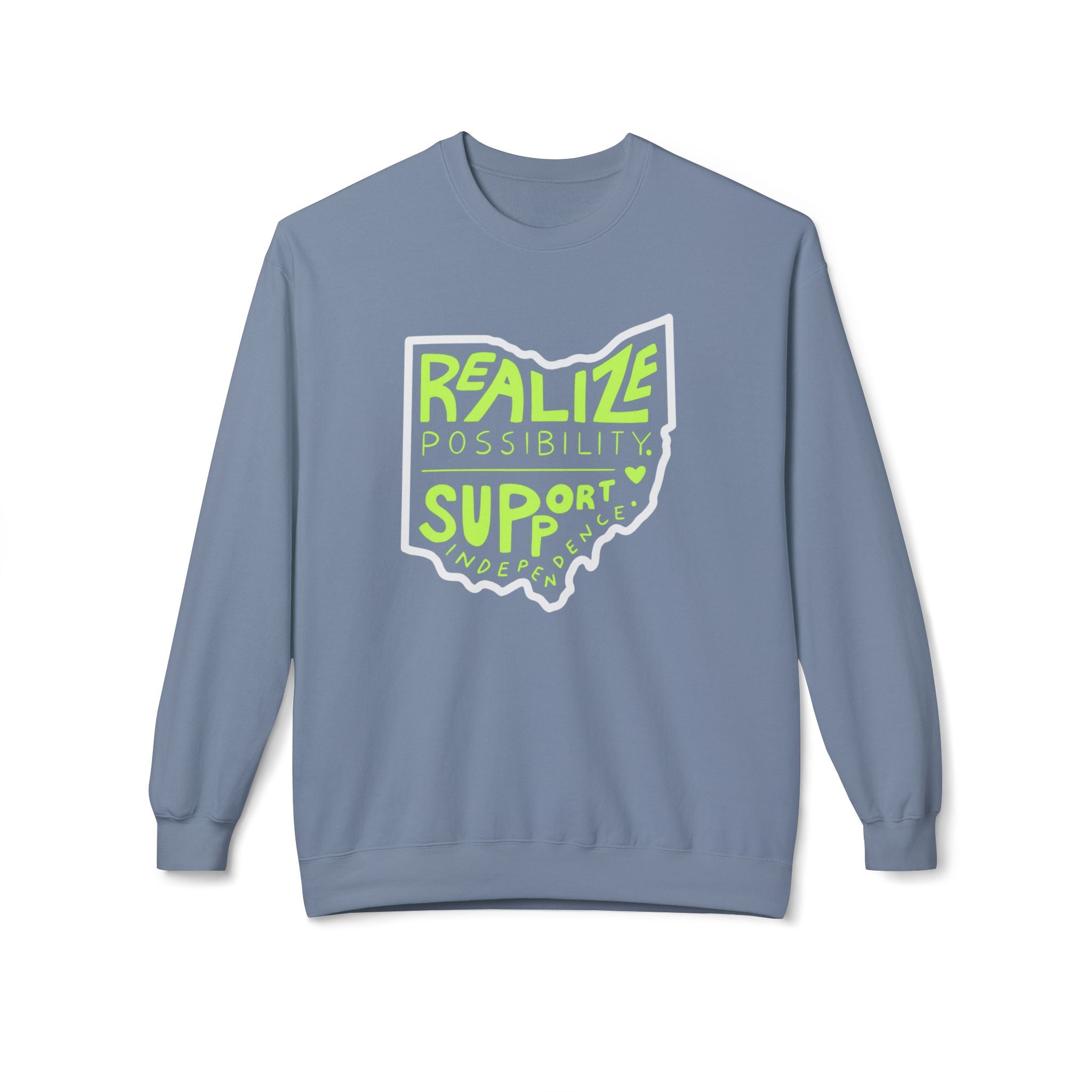 Adult Unisex Realize Possibility Support Independence Graphic Soft Style Sweatshirt