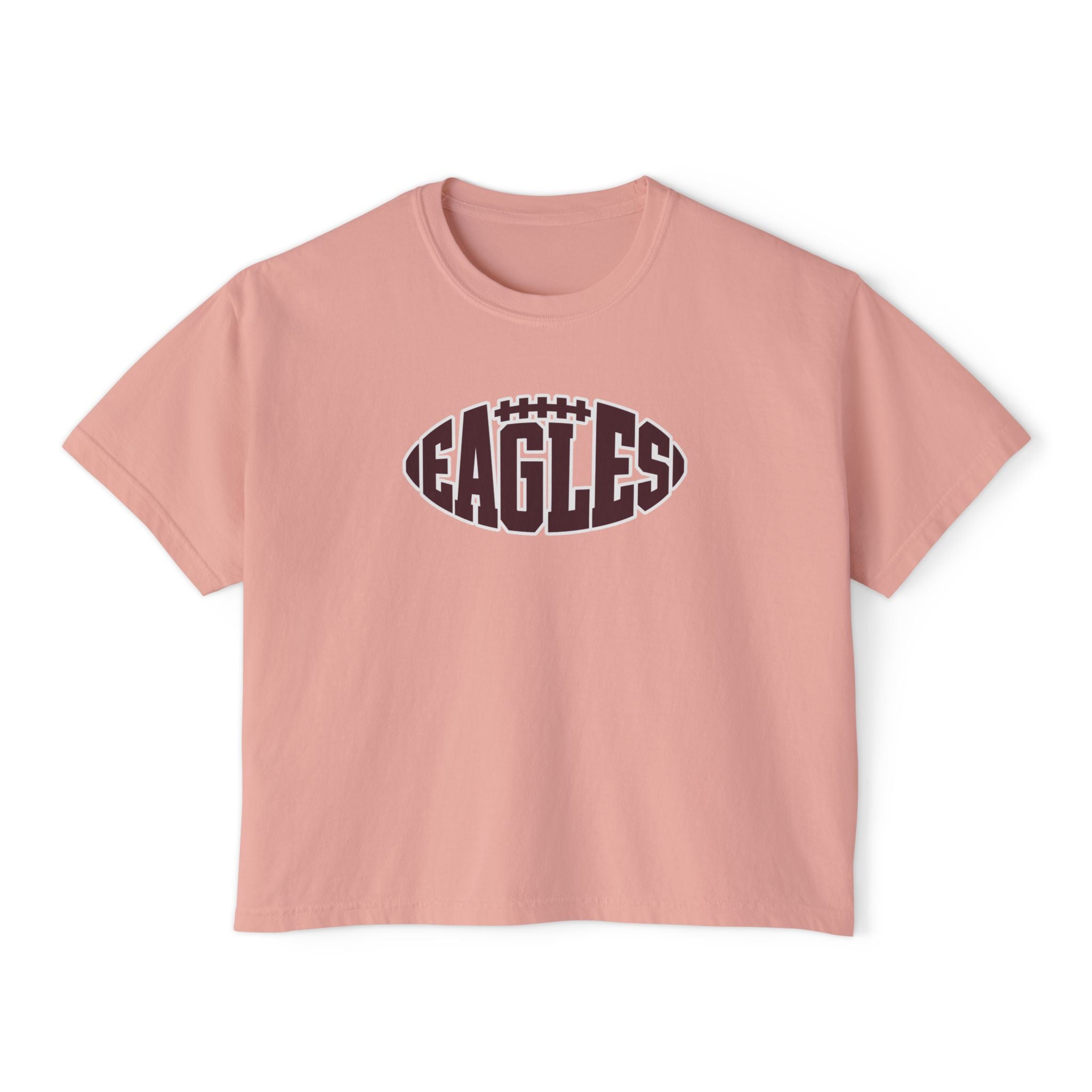 Women's New Albany Football Eagle Ball Graphic Boxy Crop Short Sleeve Tee