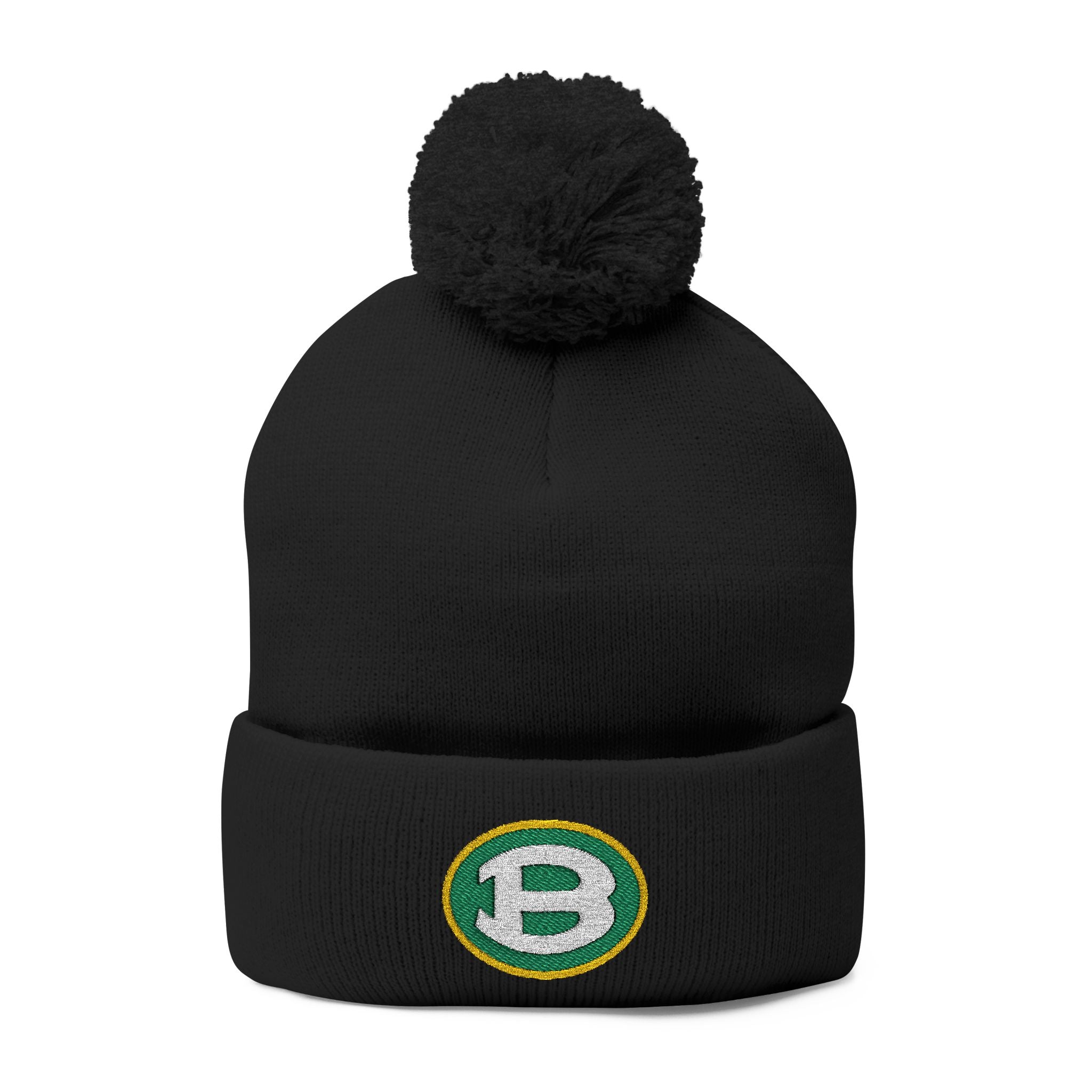 Pom Pom Knit Hat with Embroidered Classic Brooke Logo