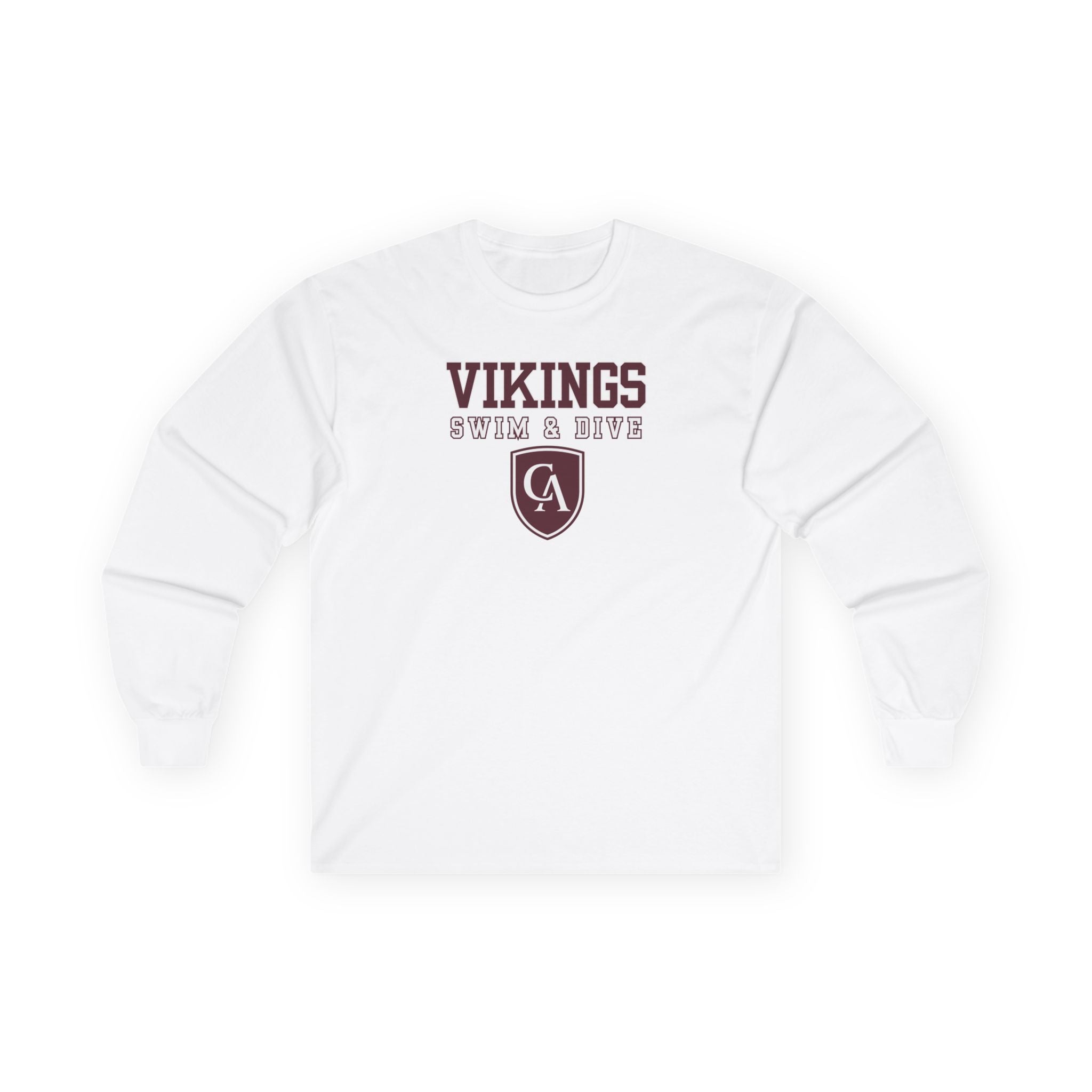 Adult Unisex Columbus Academy Vikings Swim & Dive Graphic Gildan Long Sleeve Tee