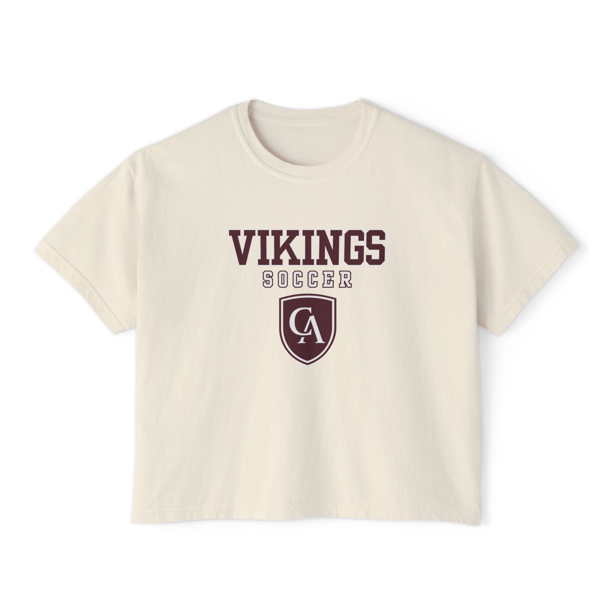 Women's Columbus Academy Vikings Soccer Graphic Boxy Crop Short Sleeve Tee