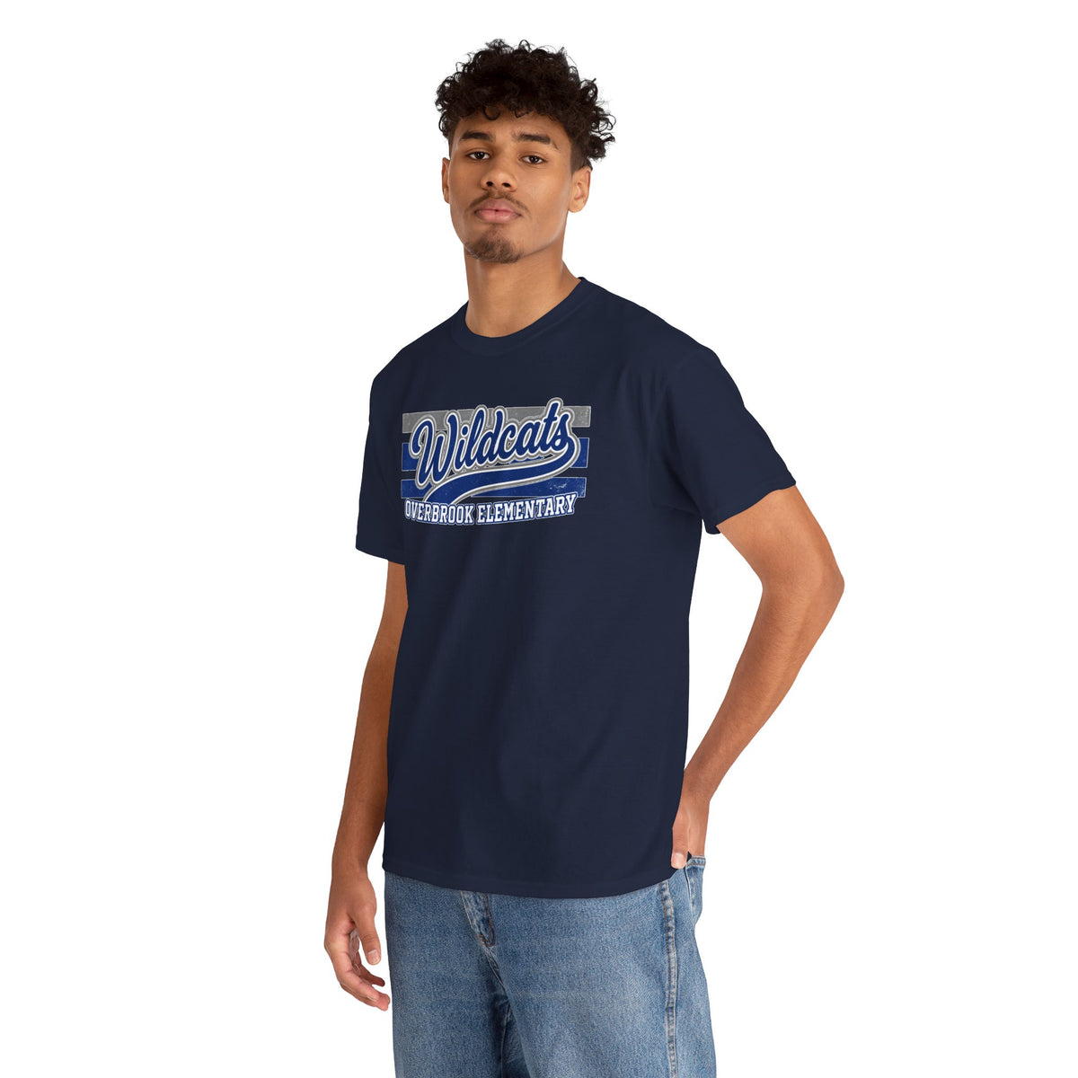 Adult Unisex Overbrook Elementary Wildcats Vintage Distressed Spirit Graphic Gildan Classic Tee