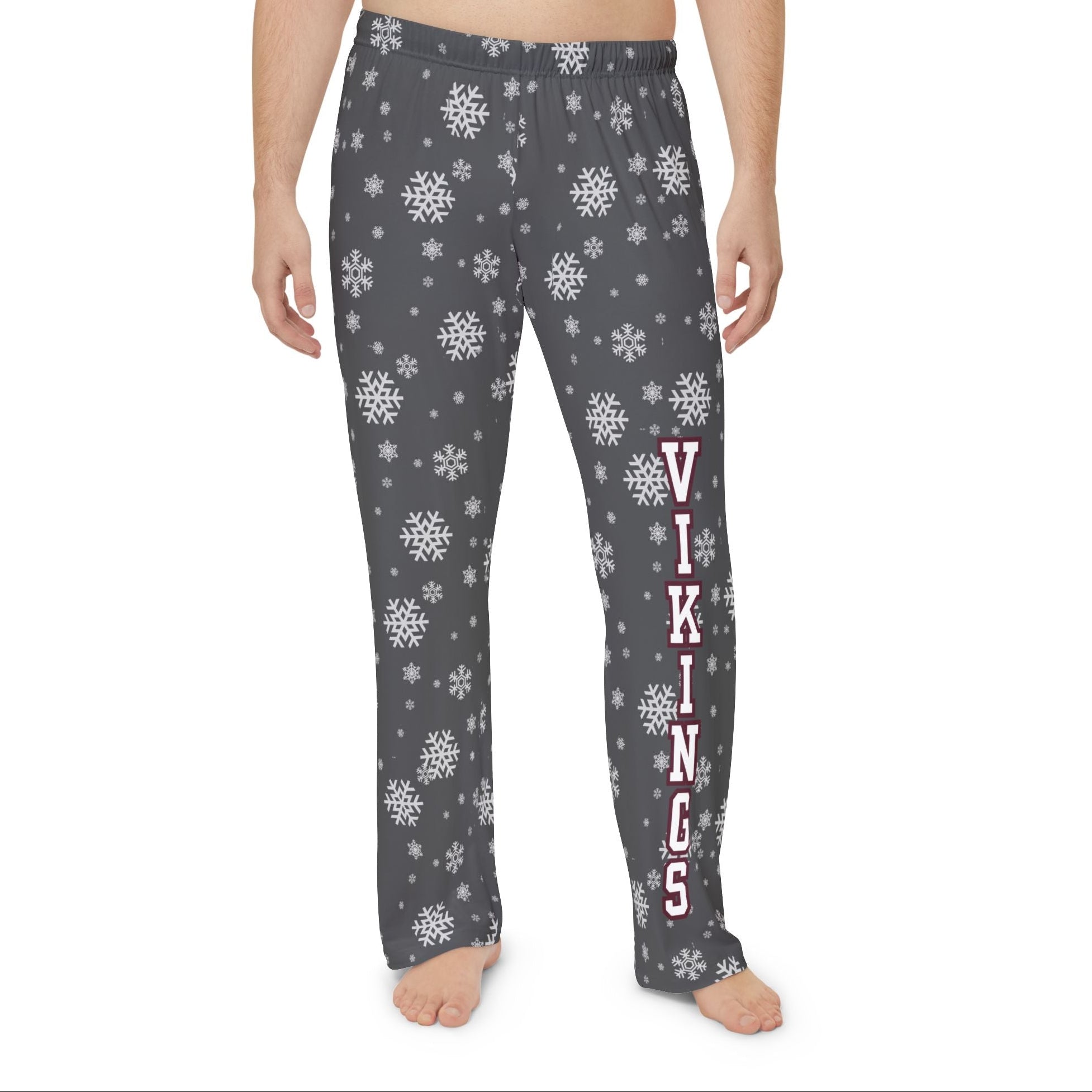 Men's Columbus Academy Vikings Spirited Snowflake Grey Printed Pajama Pants