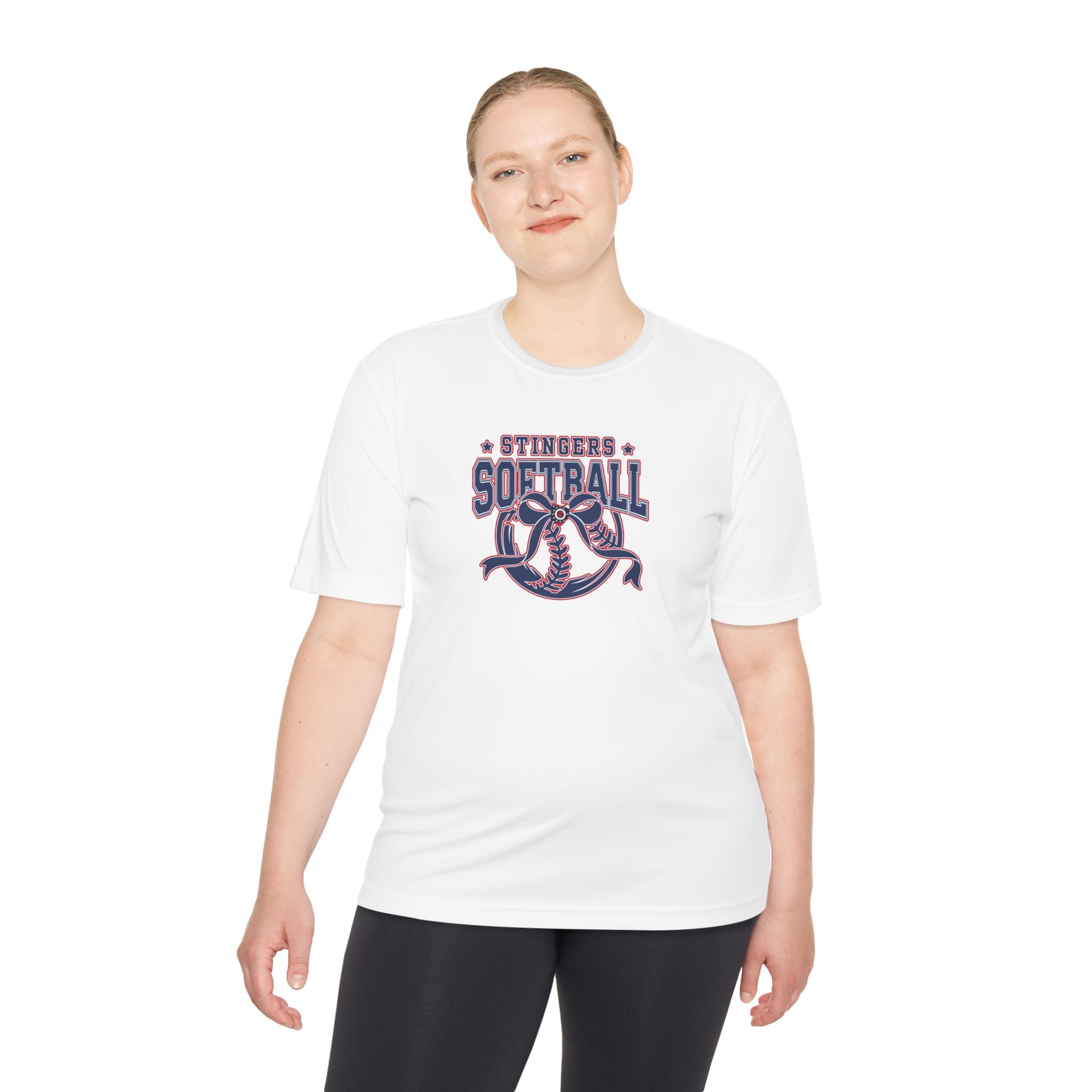 Adult Unisex Stingers Softball Spirit Bow Graphic Sport-Tek Competitor Performance Tee