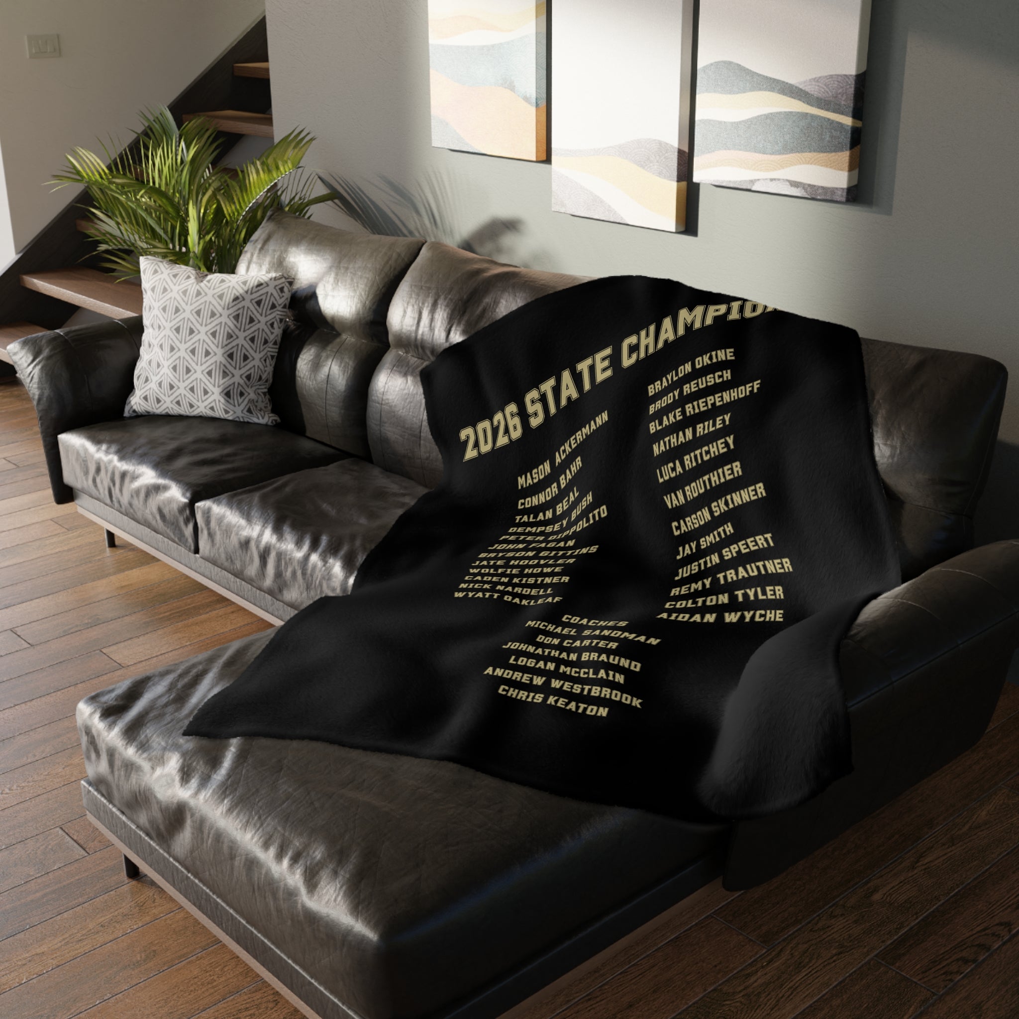 NAHS Baseball Official 2026 STATE CHAMPION Super Soft Reversible Velveteen Microfiber Blanket (Two-sided print)