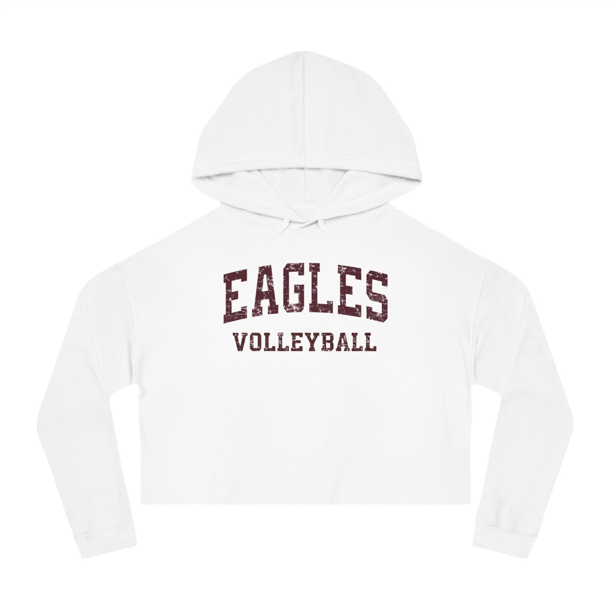 Women's New Albany Eagles Volleyball Vintage Distressed Graphic Crop Hoodie
