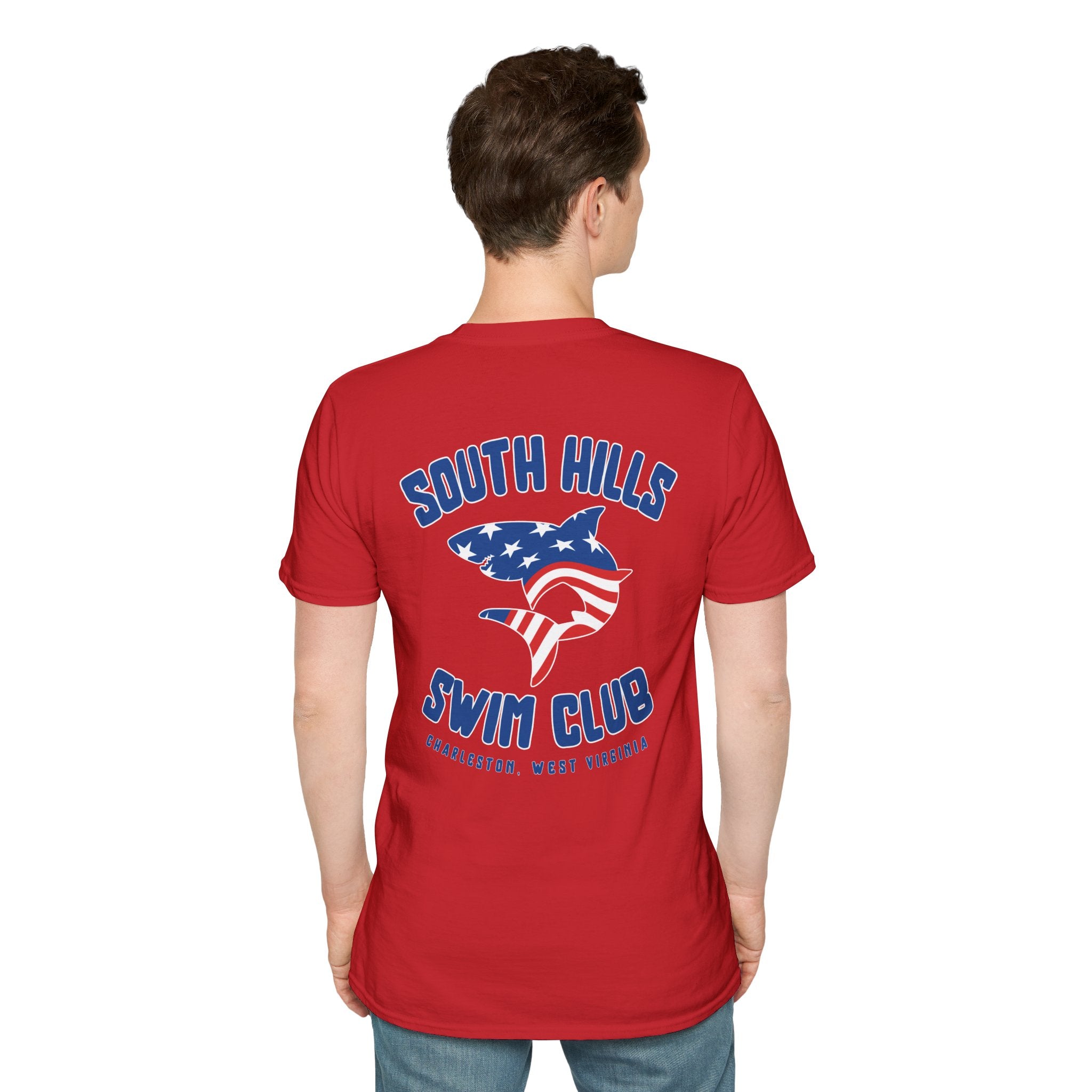 Adult Unisex South Hills Swim Club Patriotic Graphic Short Sleeve Gildan Softstyle Tee