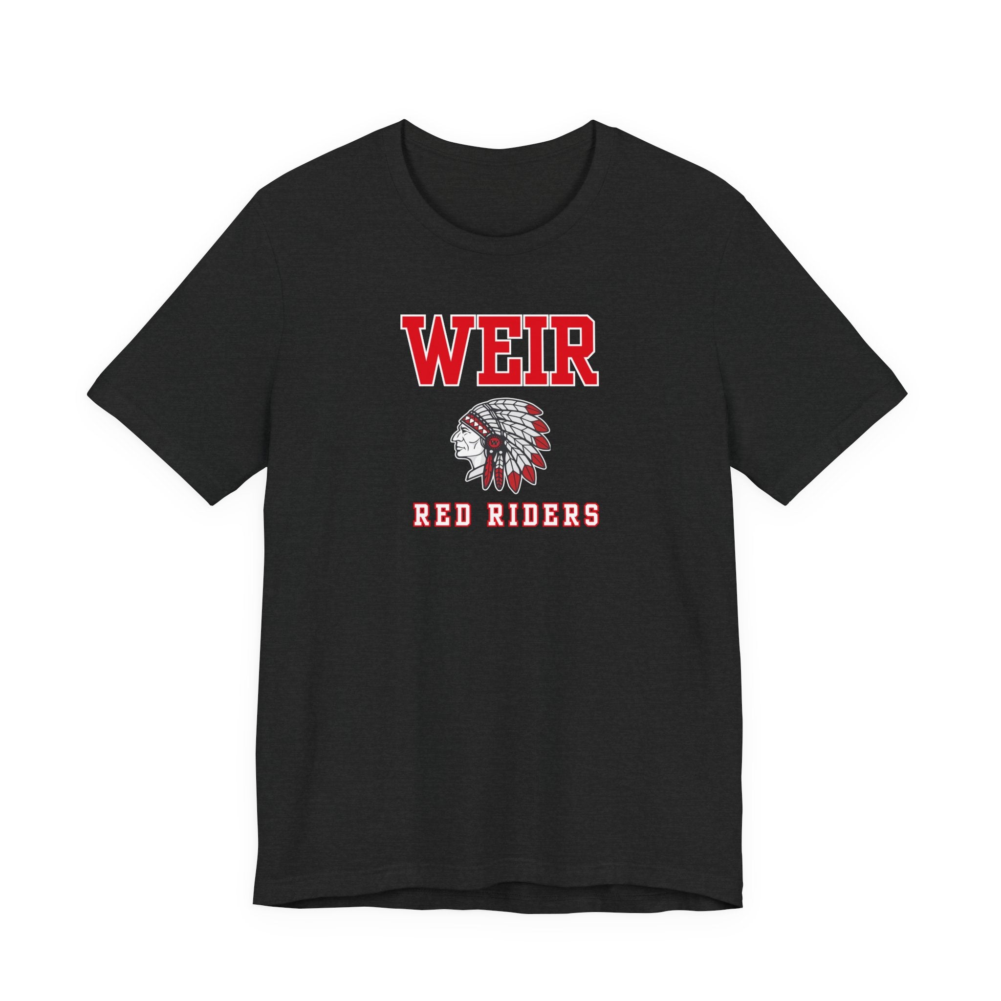 Adult Unisex Weir Red Riders Classic Mascot Graphic Short Sleeve Bella + Canvas Soft Tee