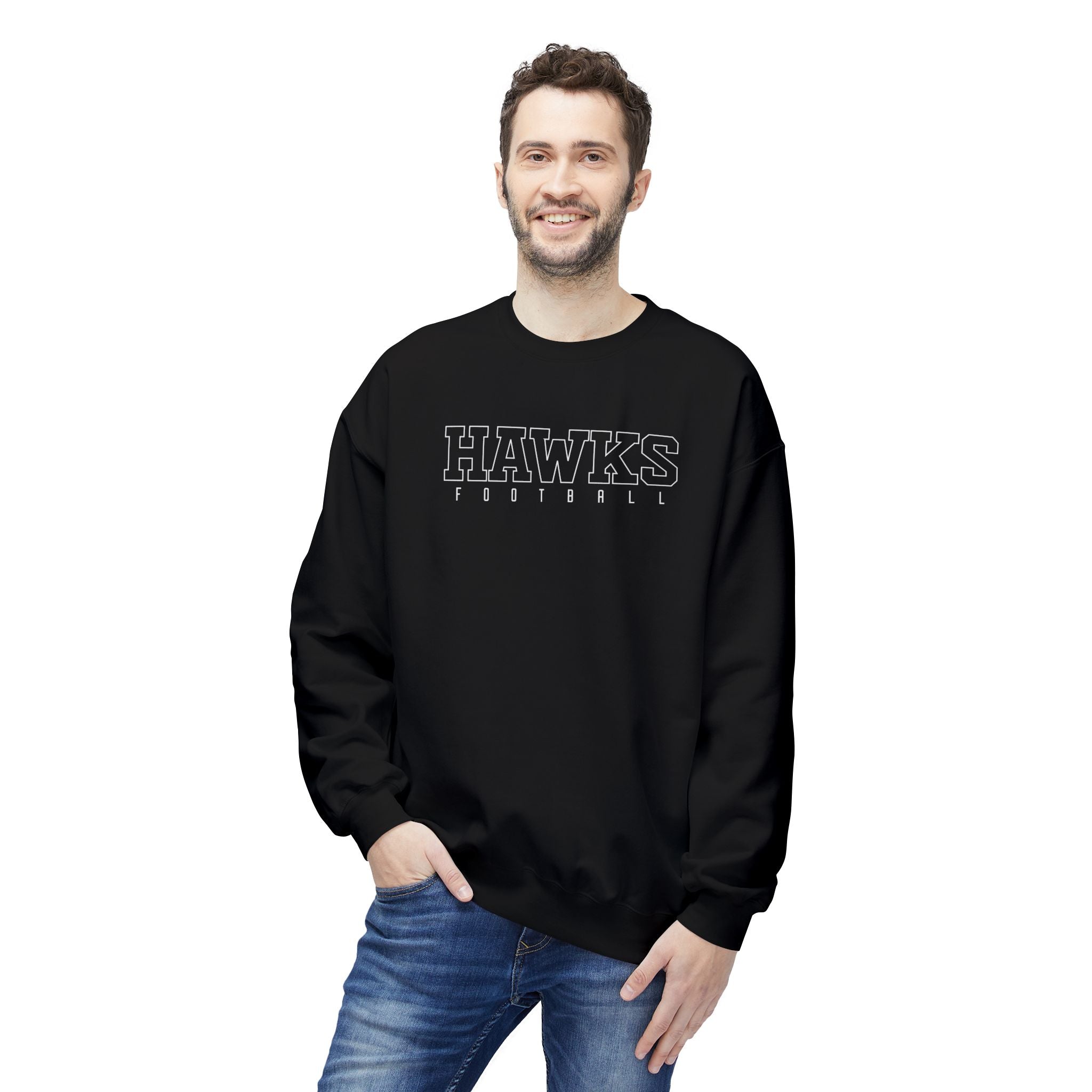 Adult Unisex Westerville Central Block Hawks Football Graphic Soft Style Sweatshirt