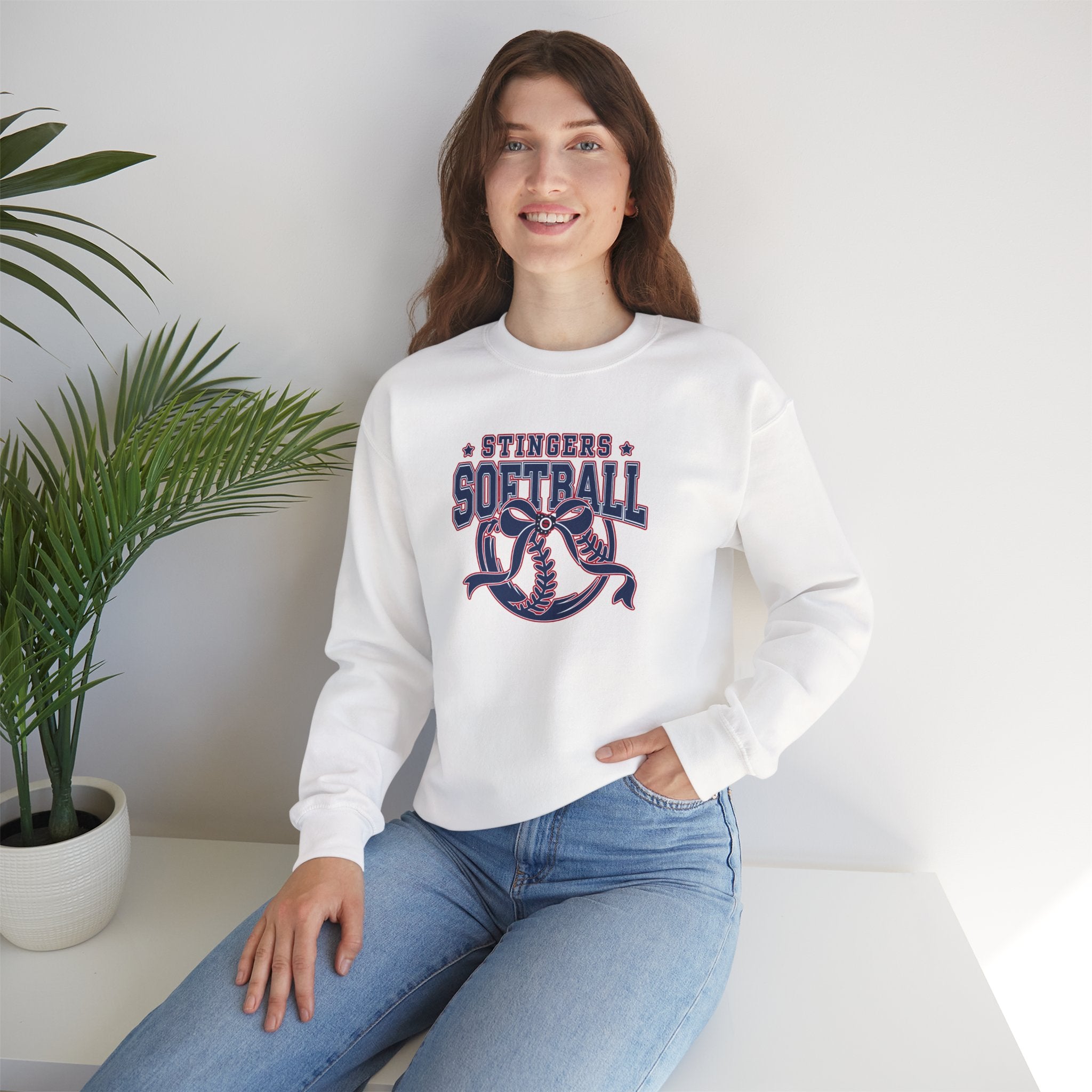 Adult Unisex Stingers Softball Spirit Bow Graphic Sweatshirt