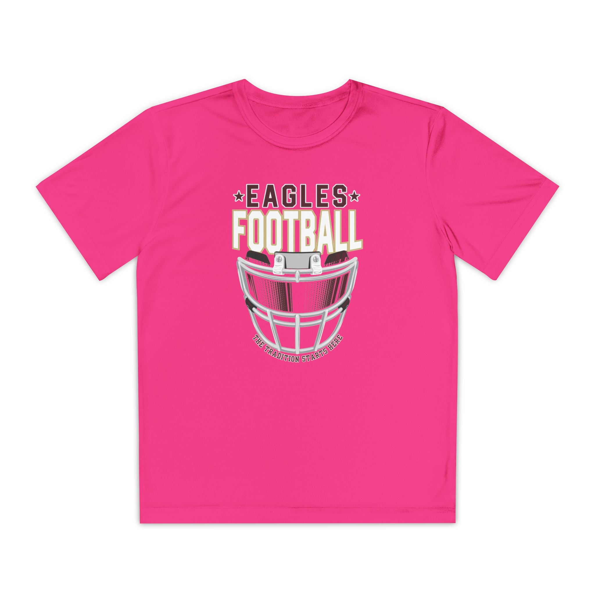 Youth Eagles Maroon Hype Helmet Graphic Short Sleeve Performance Tee