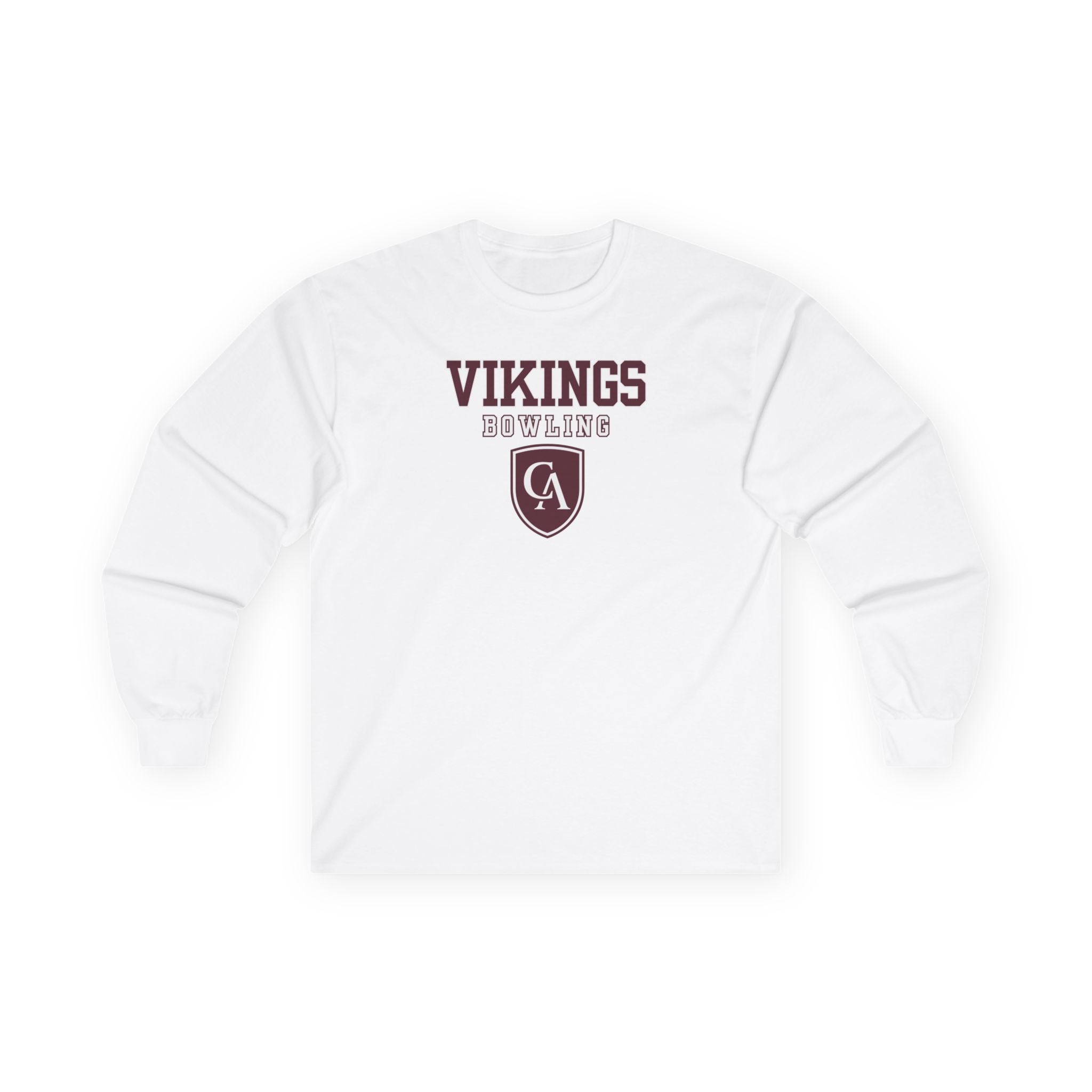 Adult Unisex Columbus Academy Vikings Bowling Graphic Gildan Long Sleeve Tee