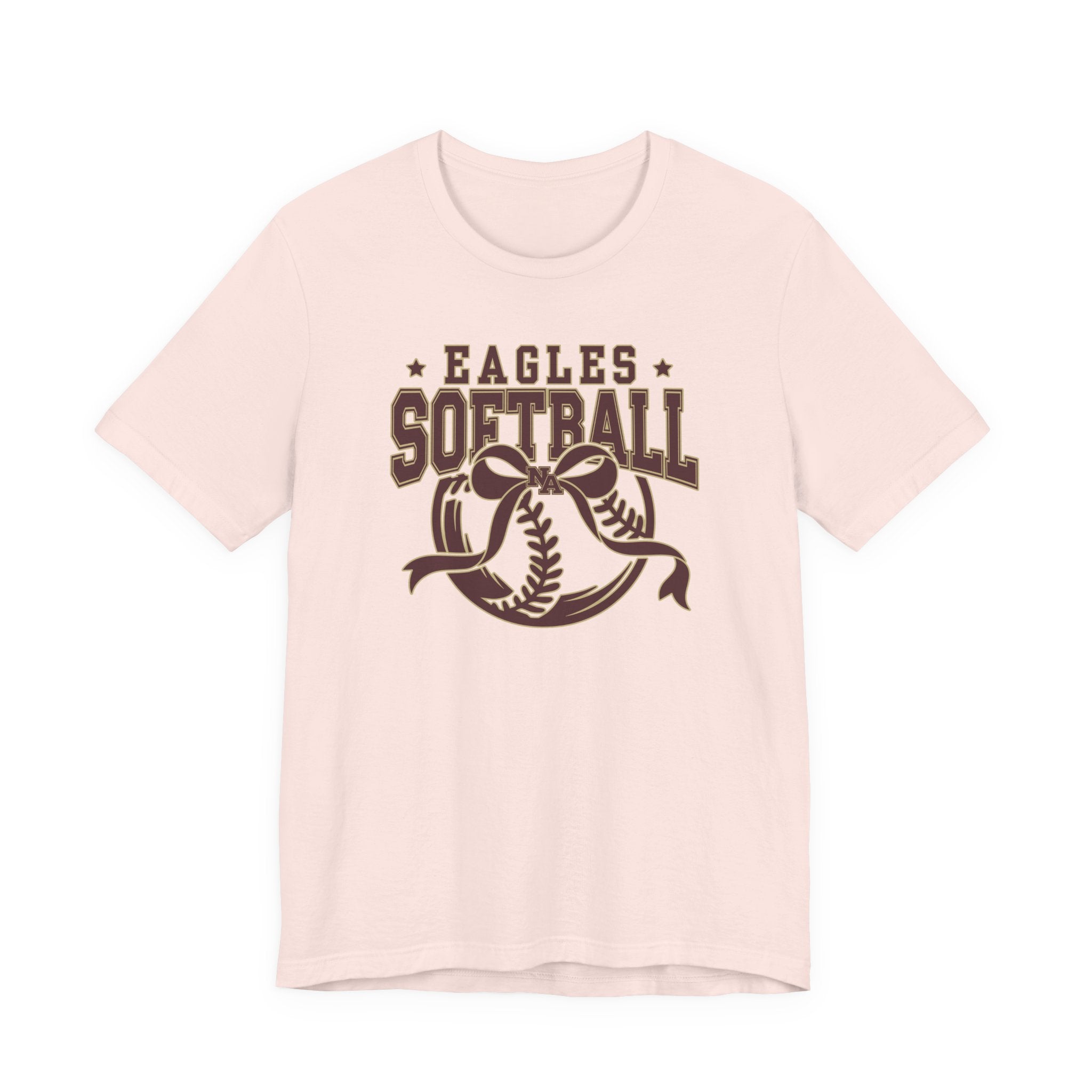 Adult Unisex New Albany Eagles Softball Spirit Bow Graphic Short Sleeve Soft Tee