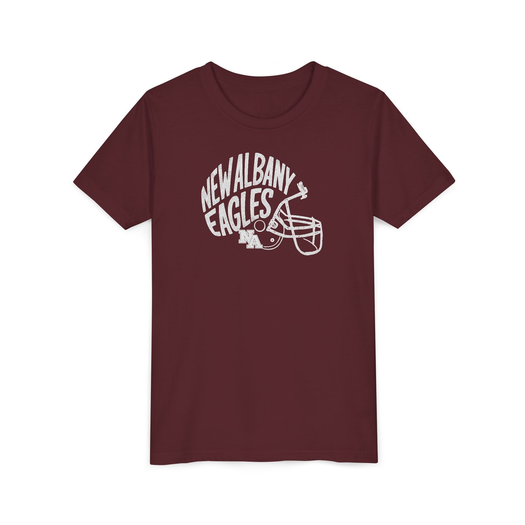 Youth New Albany Vintage Vibes Football Helmet Graphic Short Sleeve Bella + Canvas Soft Tee