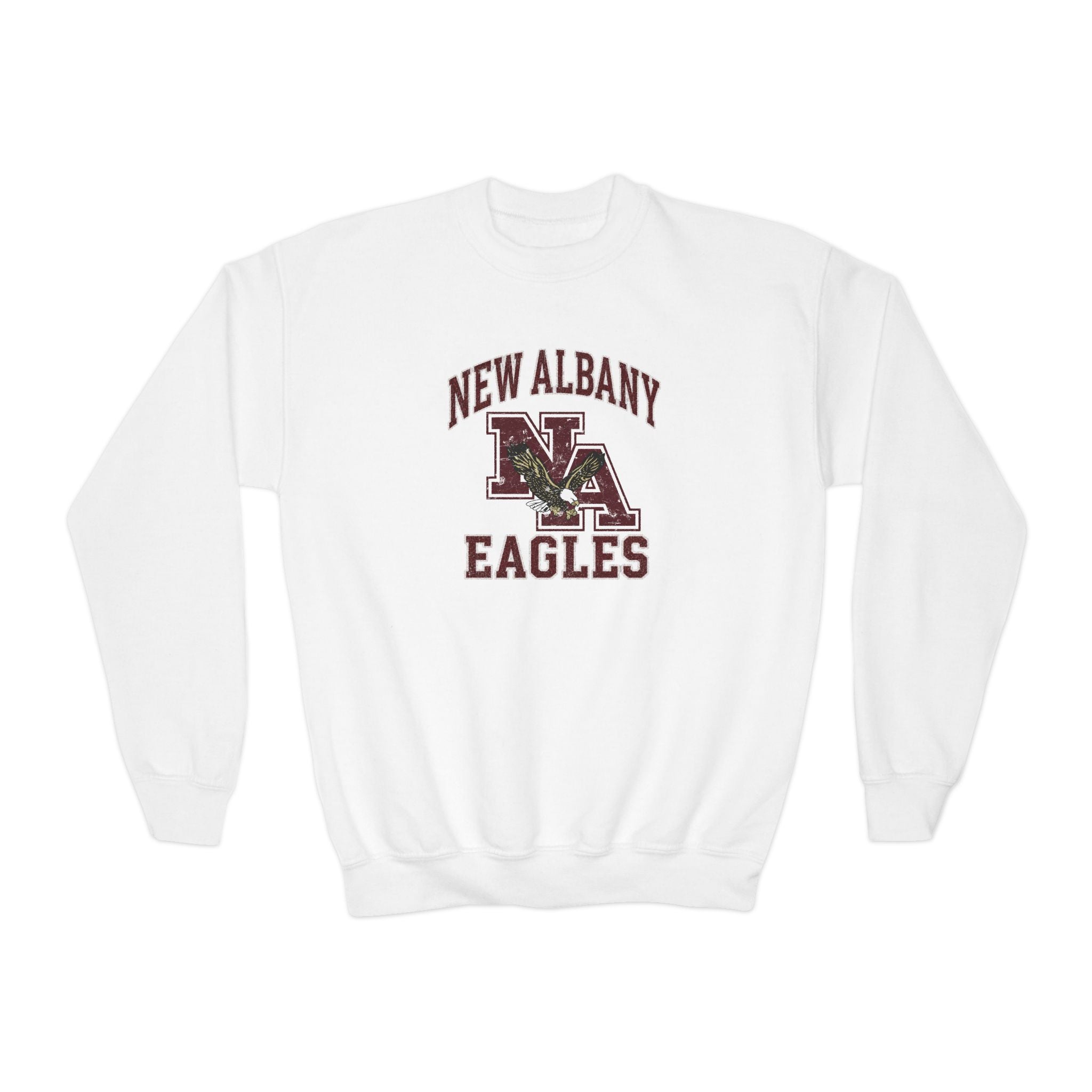 Youth New Albany Vintage Vibes Football Logo Graphic Gildan Heavy Blend Sweatshirt