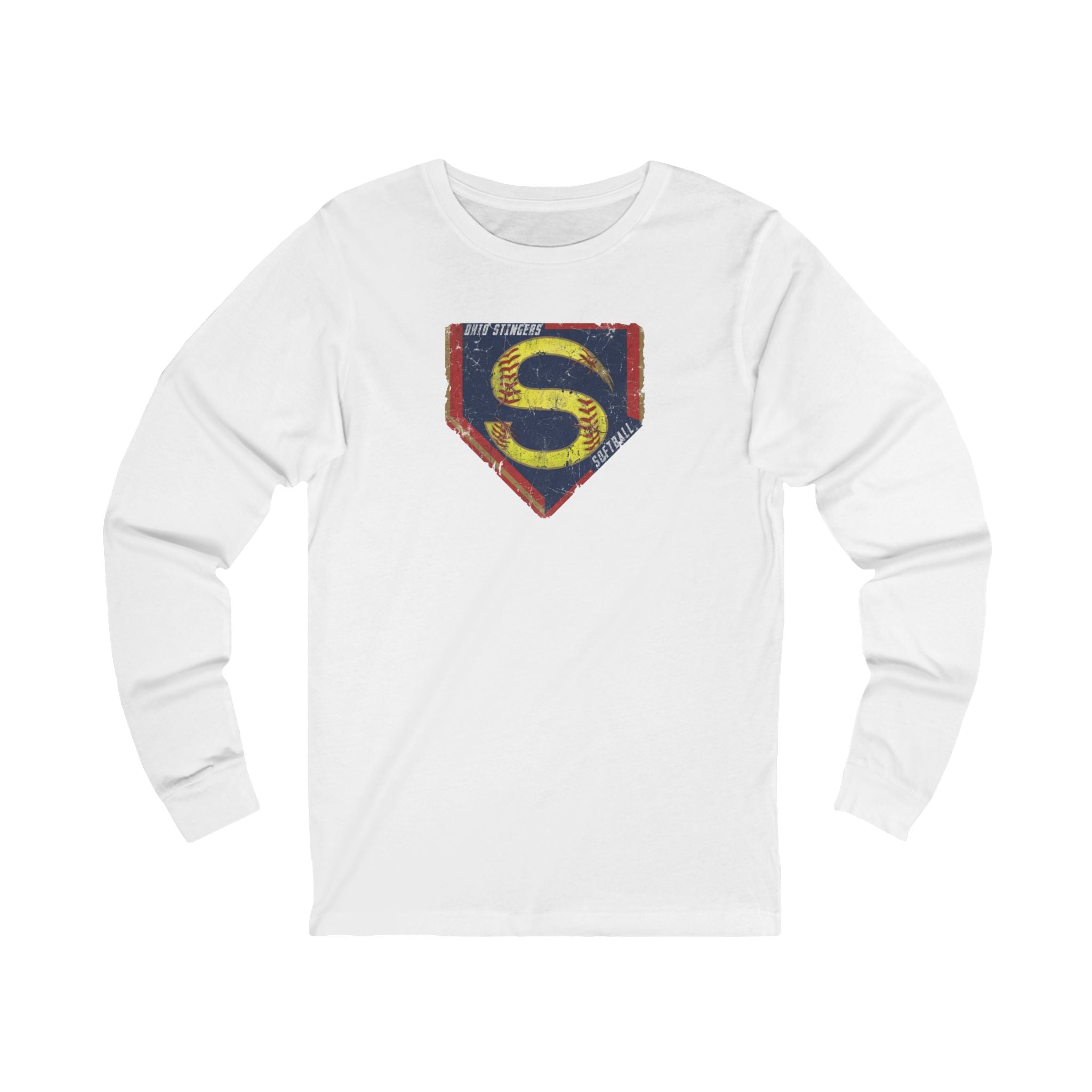 Adult Unisex Stingers Softball Distressed Logo Graphic Long Sleeve Bella + Canvas Soft Tee