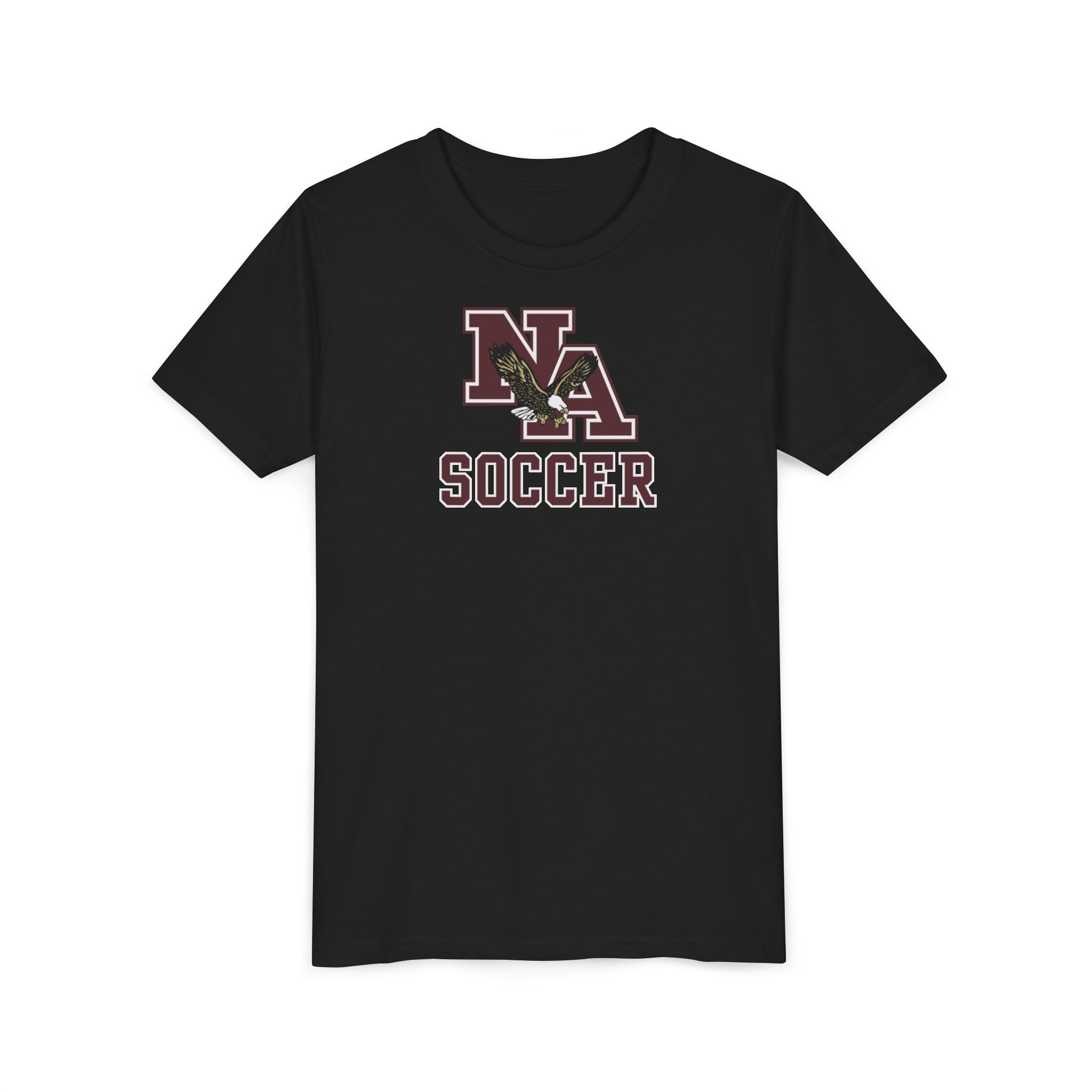 Youth New Albany Classic Maroon Soccer Logo Graphic Short Sleeve Bella + Canvas Soft Tee