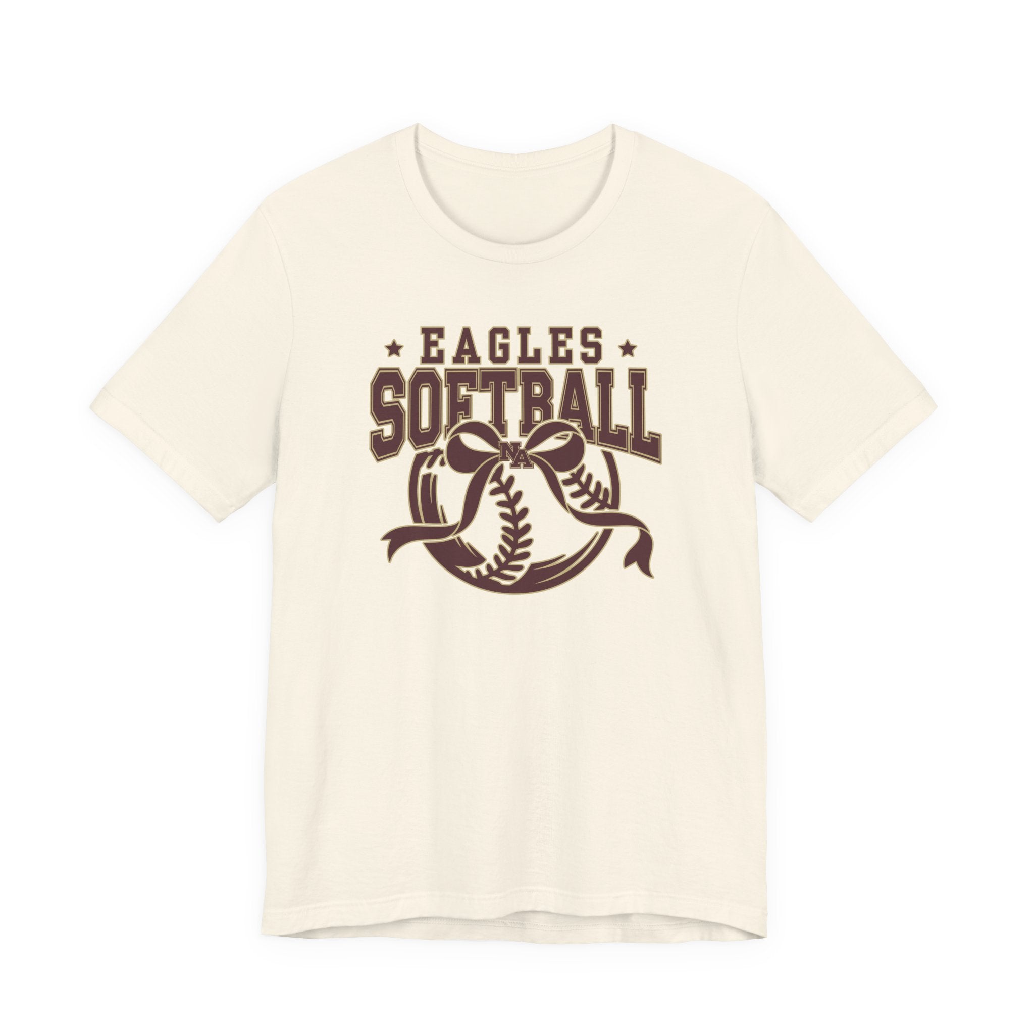 Adult Unisex New Albany Eagles Softball Spirit Bow Graphic Short Sleeve Soft Tee