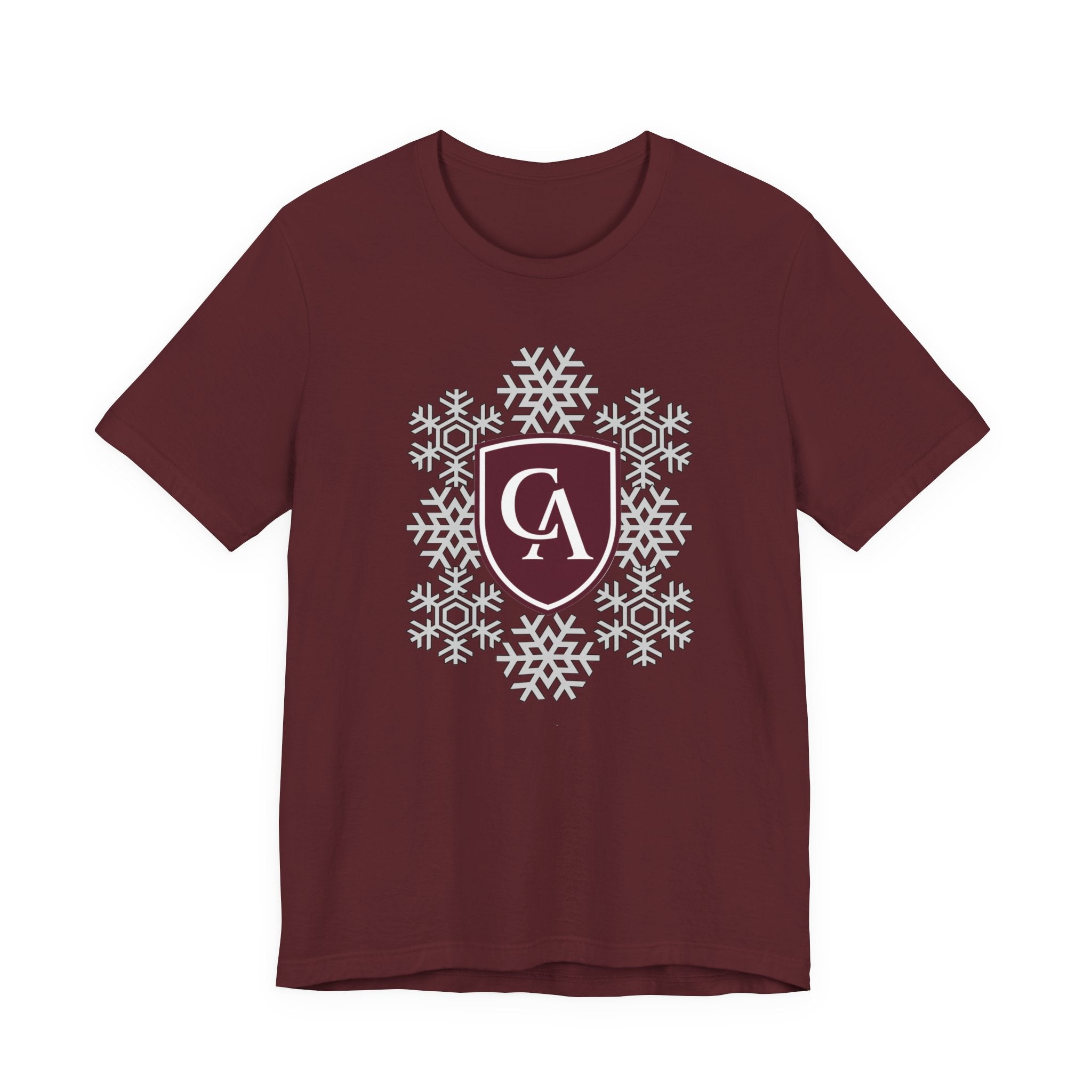 Adult Unisex Columbus Academy Spirited Snowflake Graphic Short Sleeve Soft Tee
