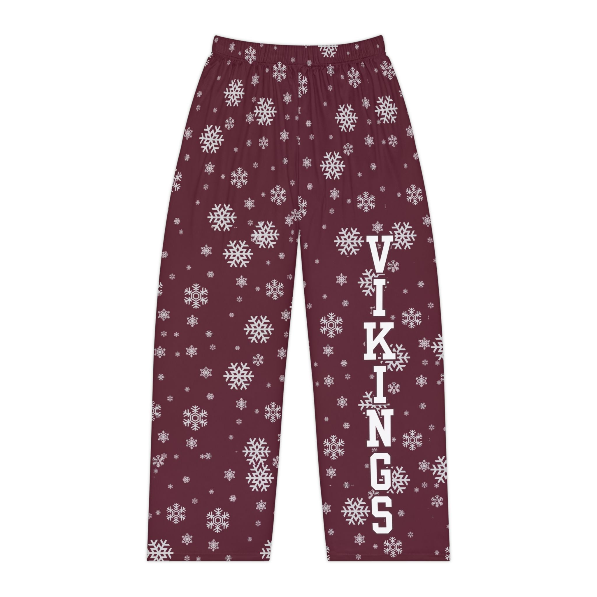 Women's Columbus Academy Vikings Spirited Snowflake Maroon Printed Pajama Pants FINAL