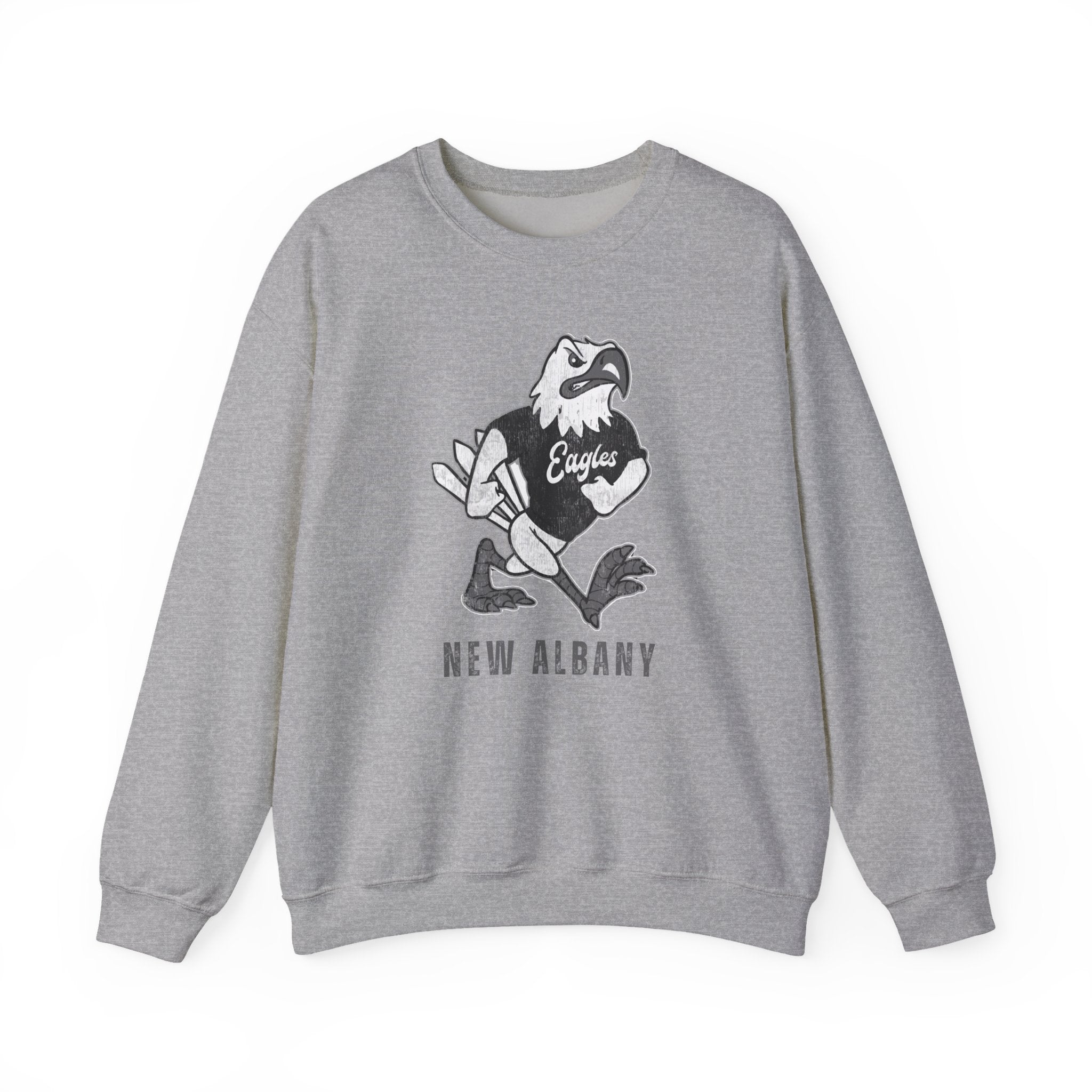 Adult Unisex New Albany Black and White Vintage Fighting Eagle Graphic Sweatshirt