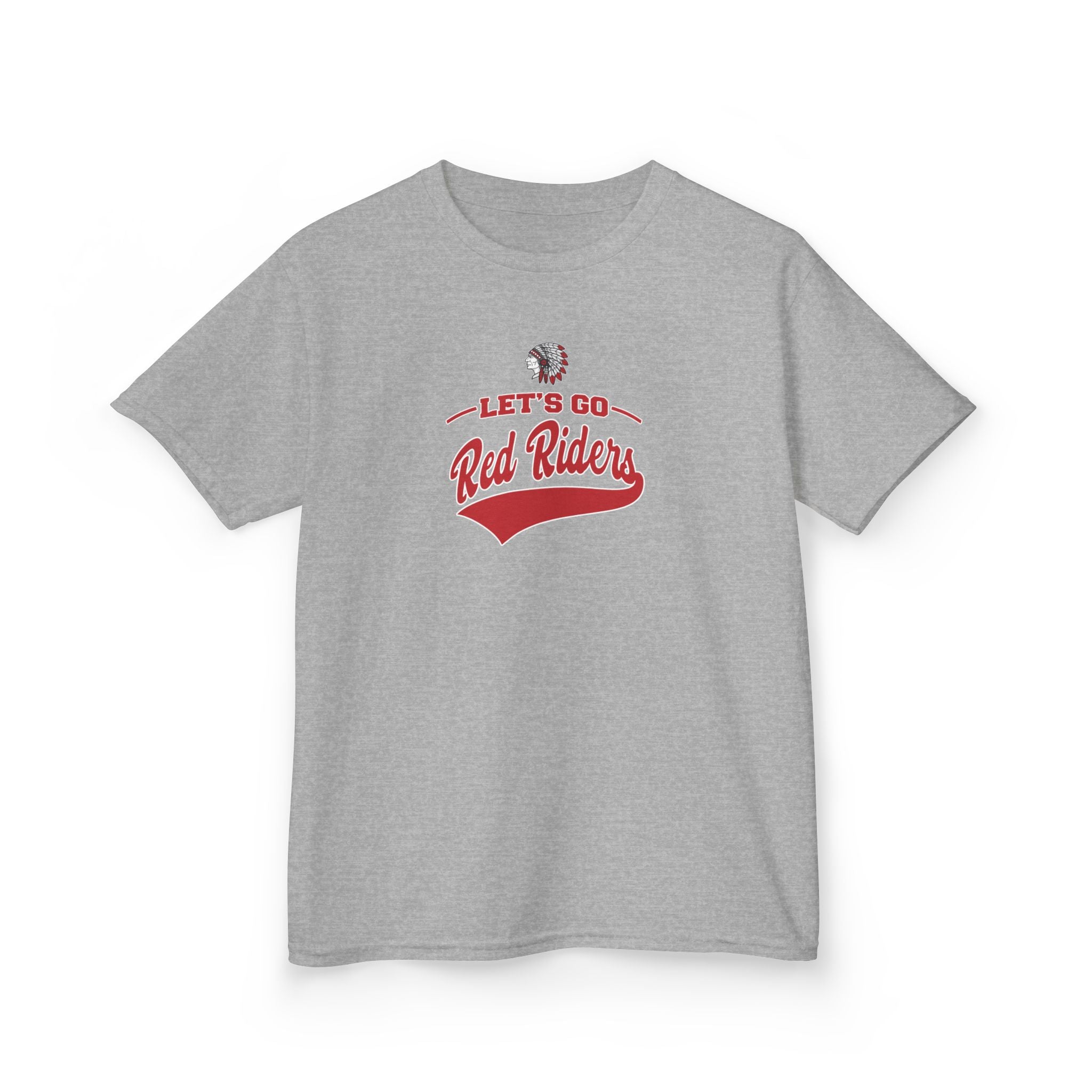 Youth Let's Go Red Riders Graphic Short Sleeve Gildan Heavy Tee
