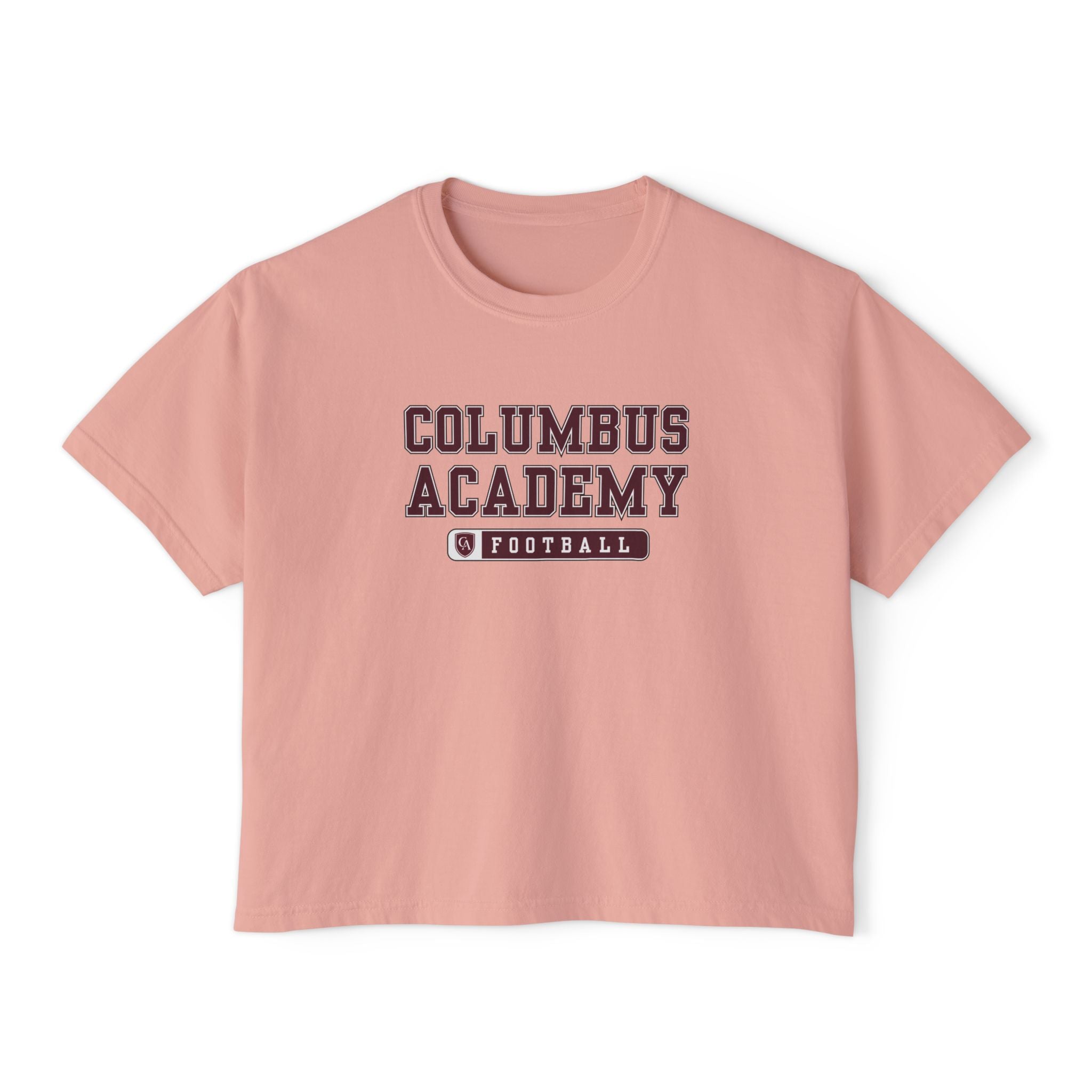 Women's Columbus Academy Football Graphic Boxy Crop Short Sleeve Tee