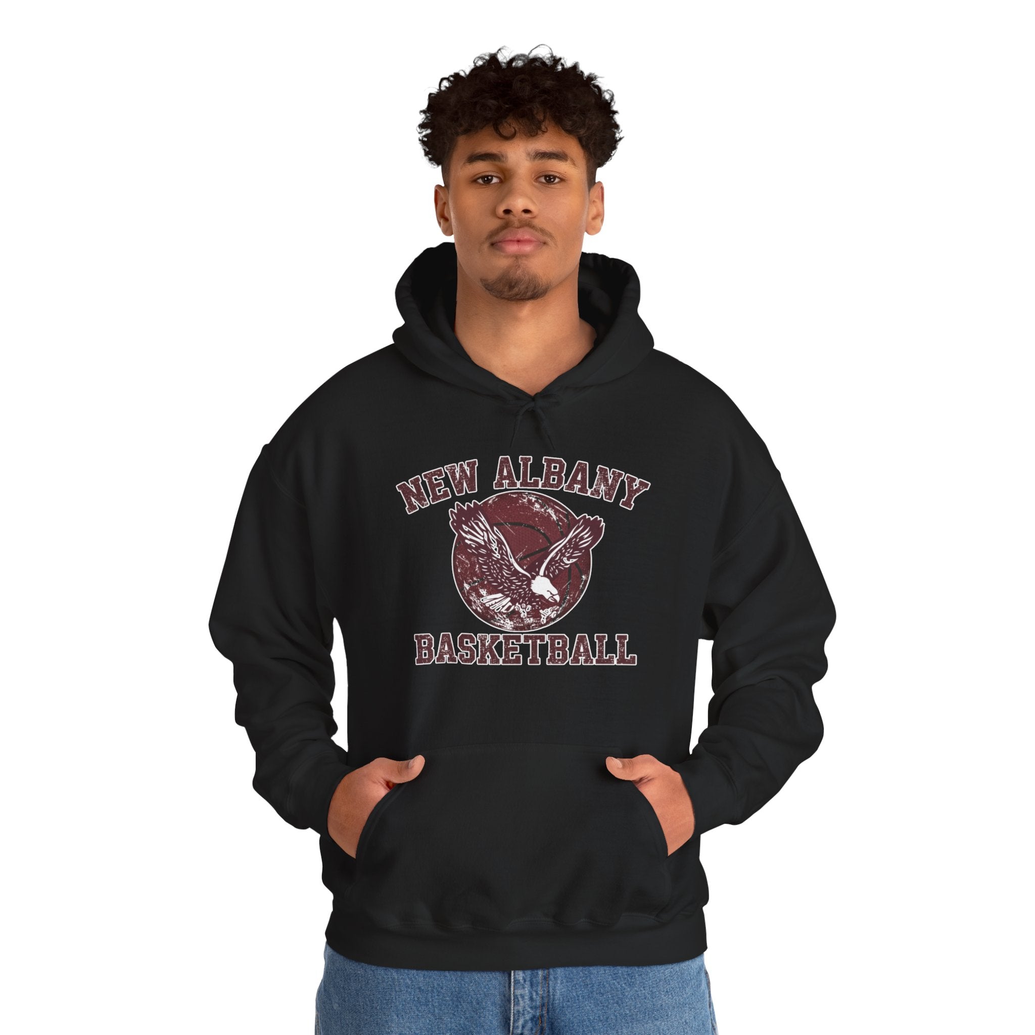 Adult Unisex New Albany Eagles Basketball Vintage Victory Graphic Hoodie