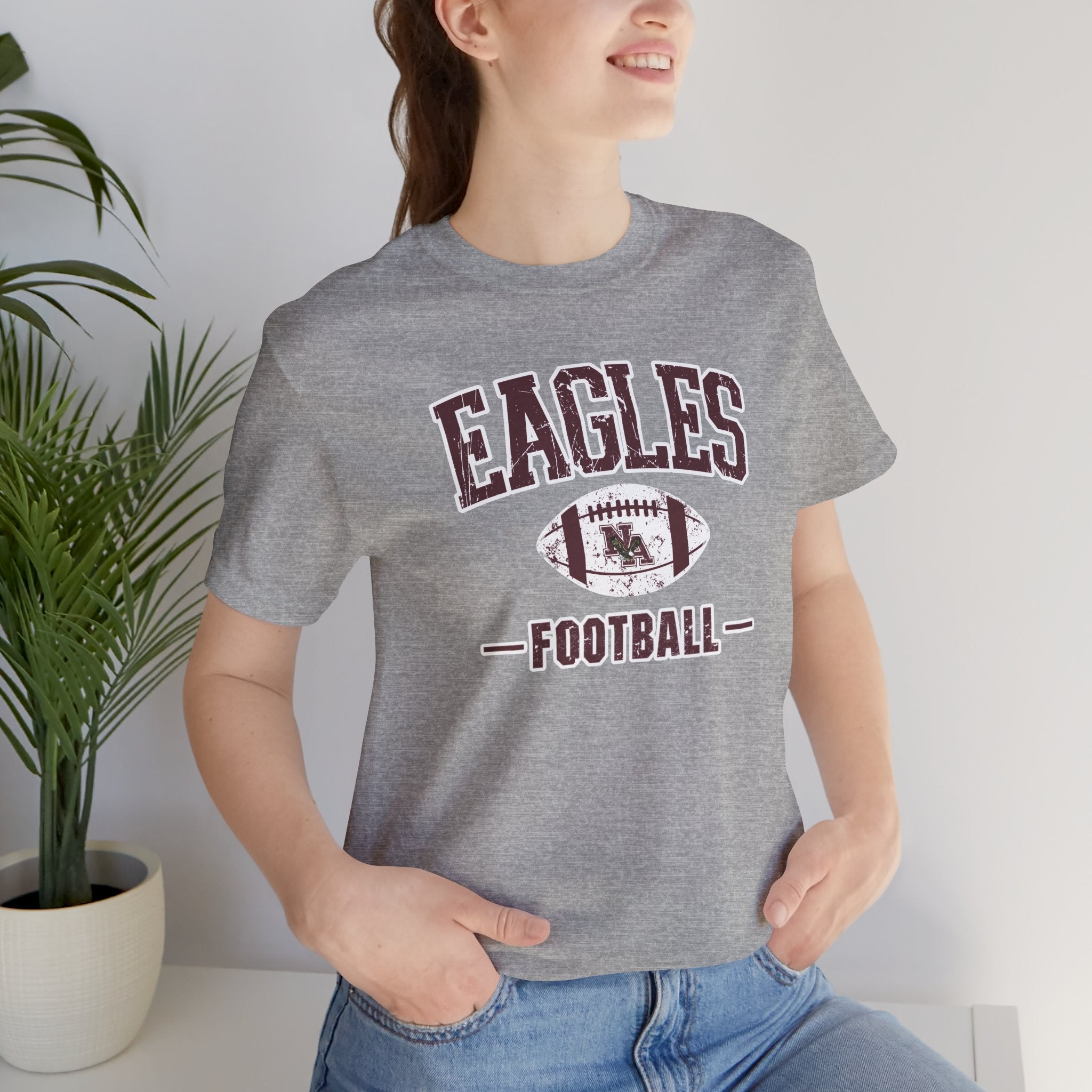 Adult Unisex Eagles Football Vintage Distressed Graphic Short Sleeve Soft Tee