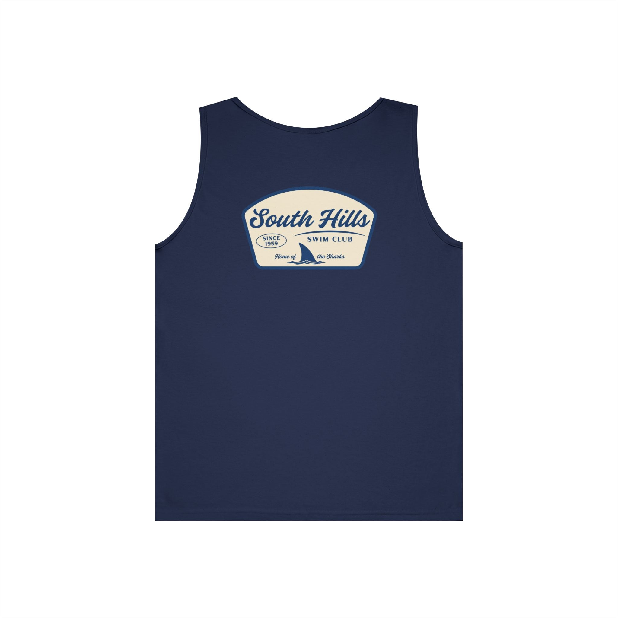 Adult Unisex South Hills Swim Club Home of the Sharks Graphic Tank