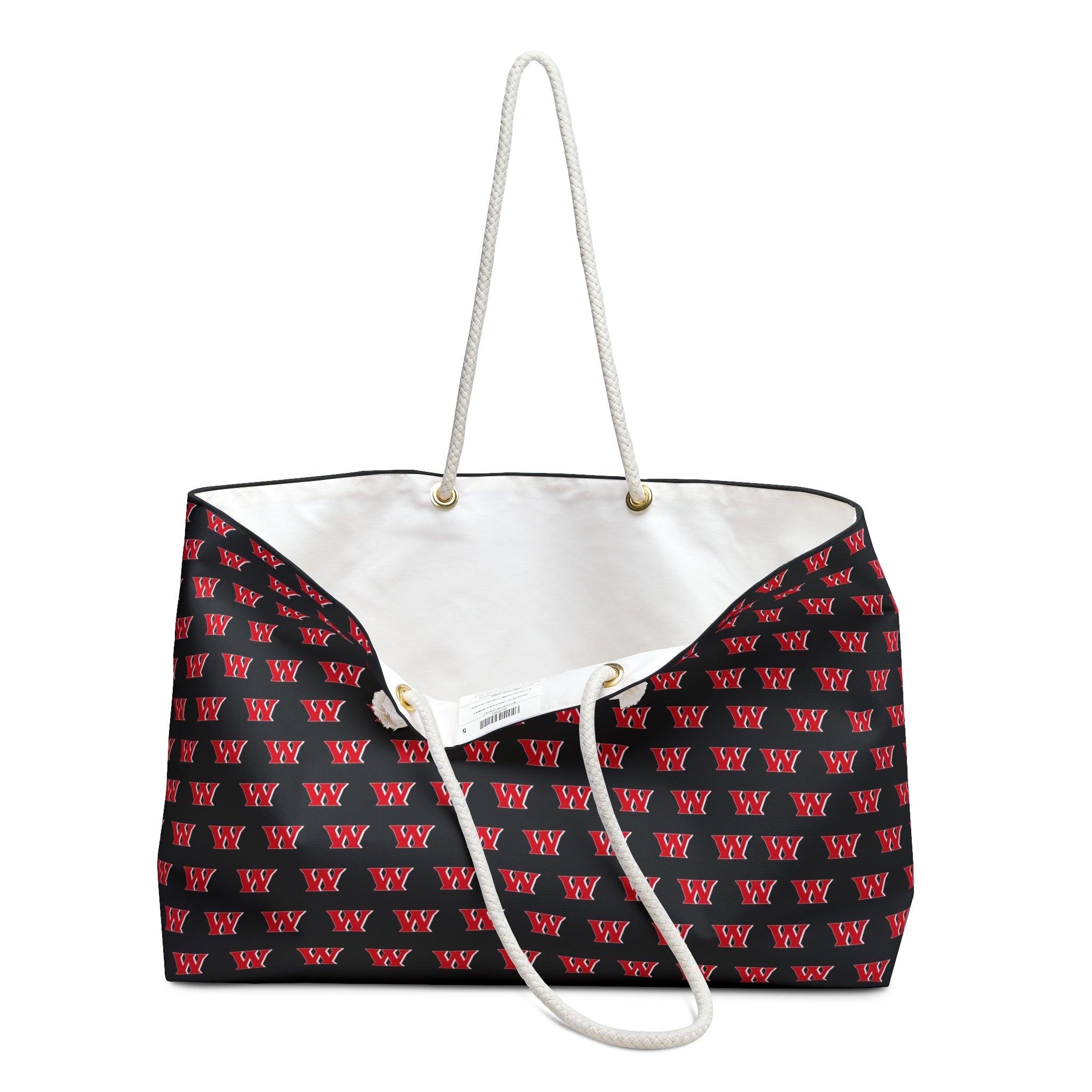 Weir Red Riders Allover W Logo Print Tote - Black