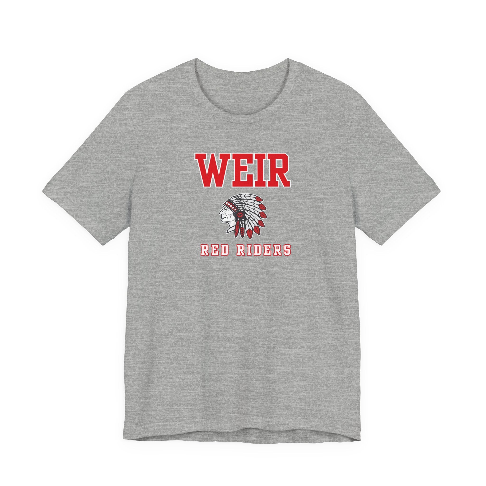 Adult Unisex Weir Red Riders Classic Mascot Graphic Short Sleeve Bella + Canvas Soft Tee