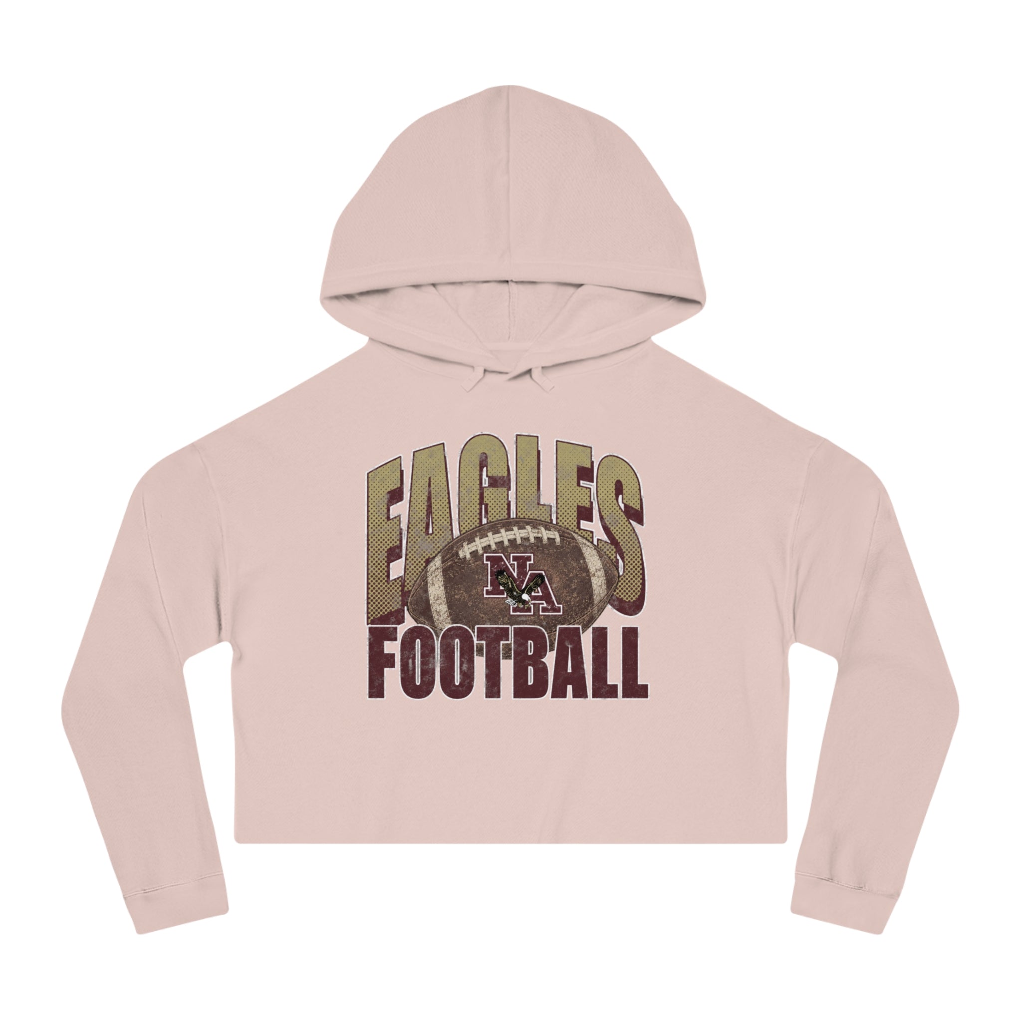 Women's New Albany First-Down Distressed Football Graphic Crop Hoodie