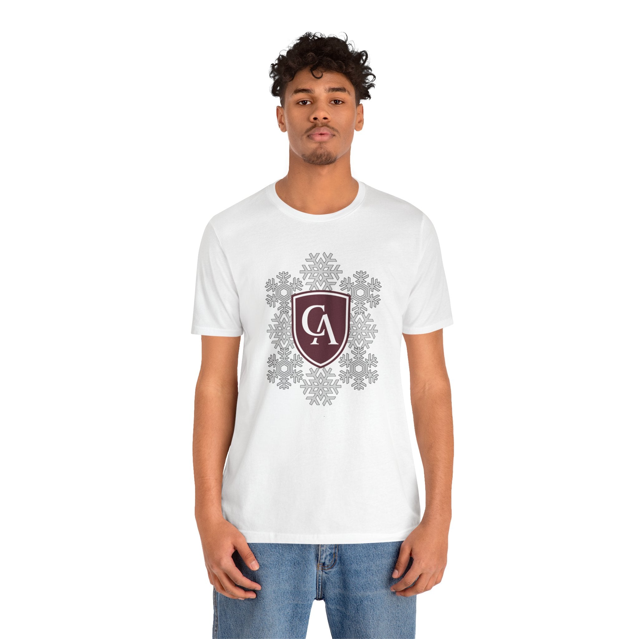 Adult Unisex Columbus Academy Spirited Snowflake Graphic Short Sleeve Soft Tee