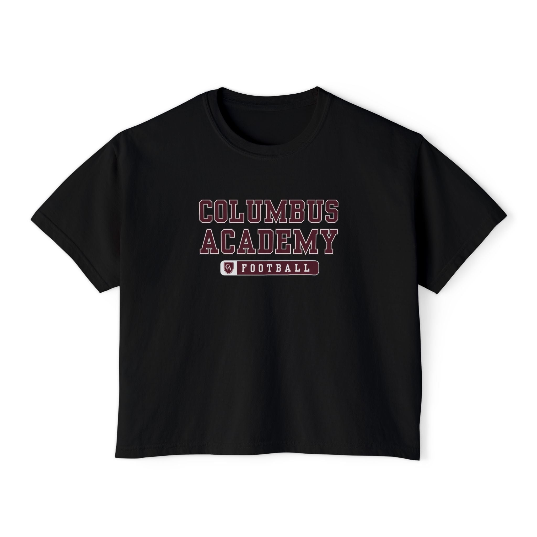 Women's Columbus Academy Football Graphic Boxy Crop Short Sleeve Tee