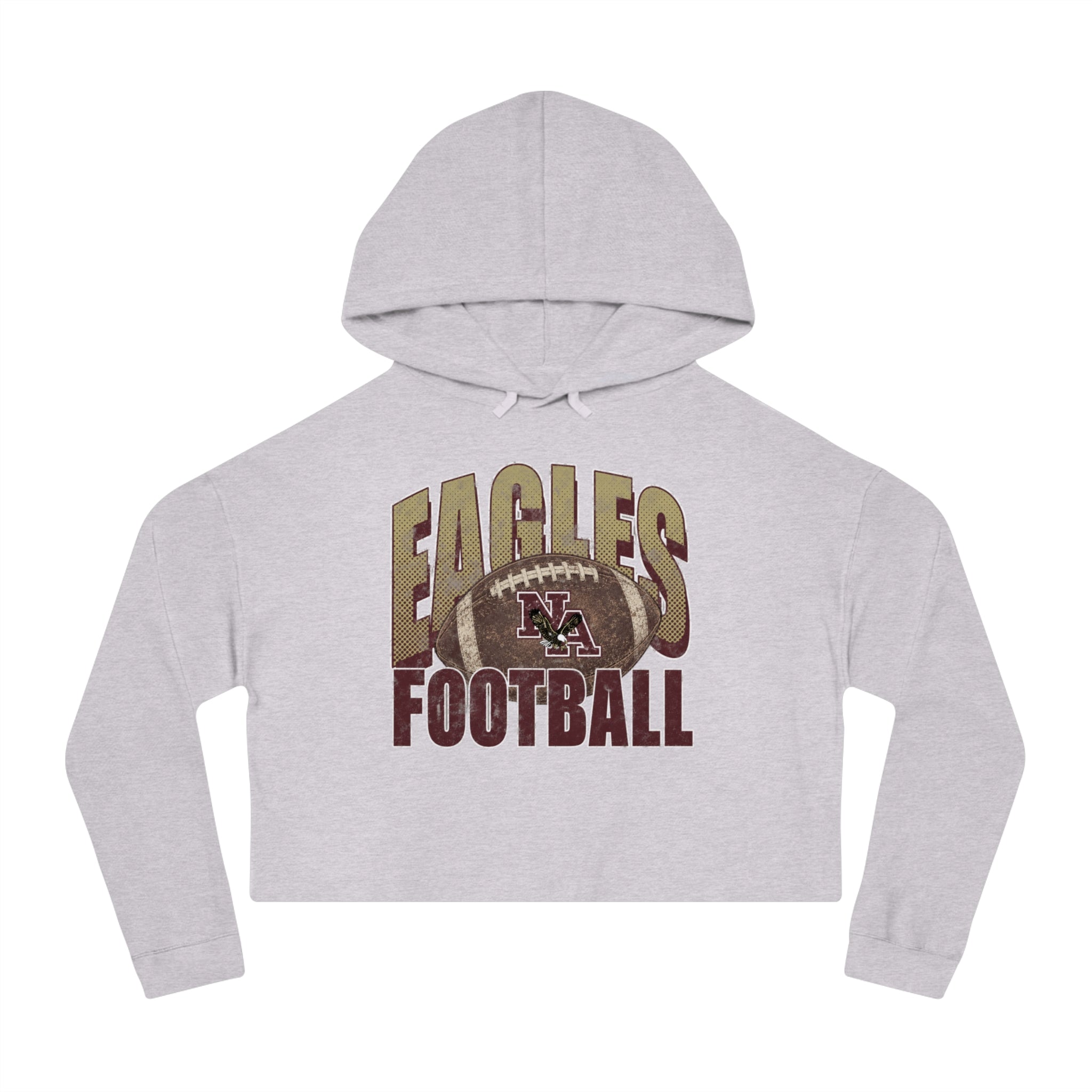 Women's New Albany First-Down Distressed Football Graphic Crop Hoodie