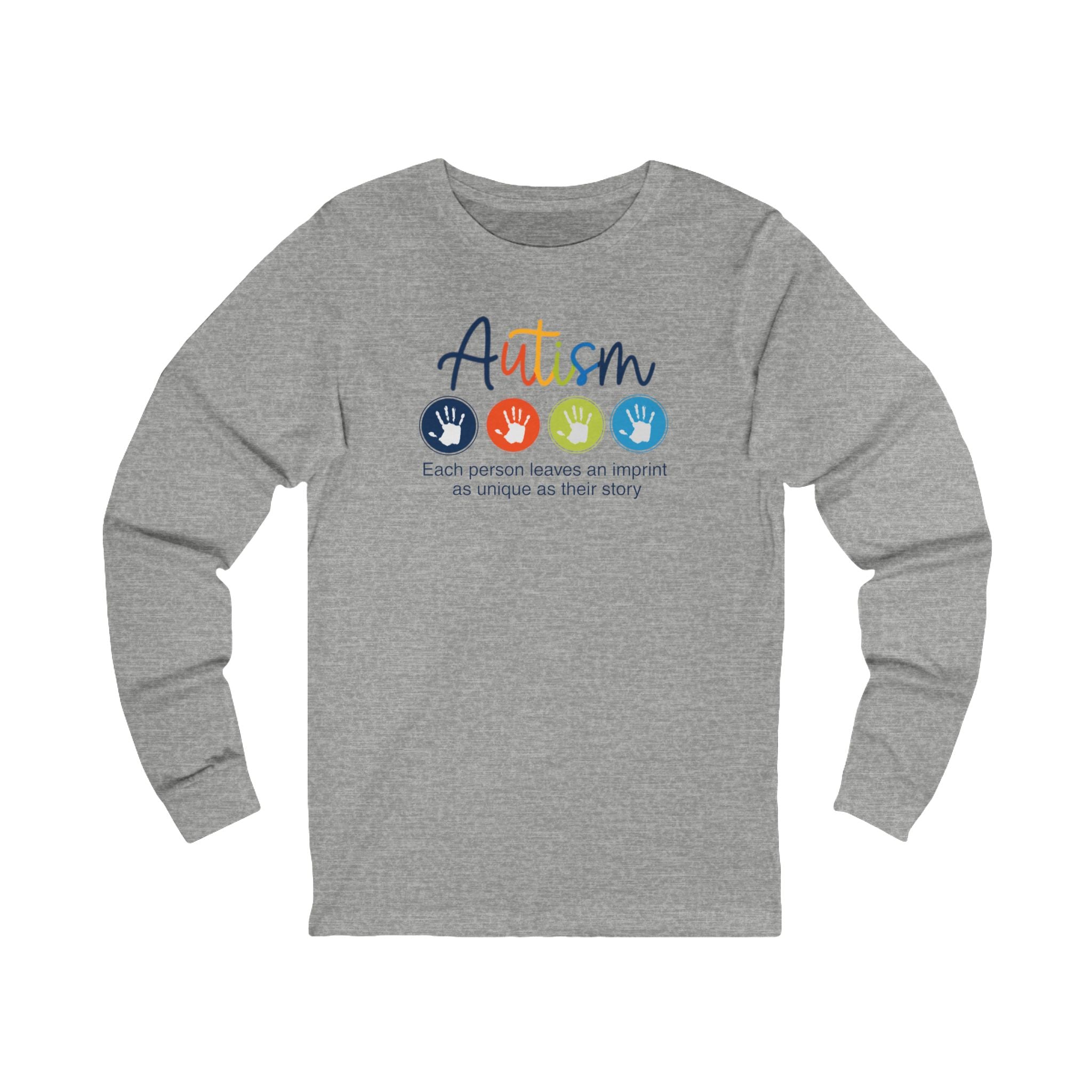 Adult Unisex Autism Imprint Graphic Long Sleeve Soft Tee