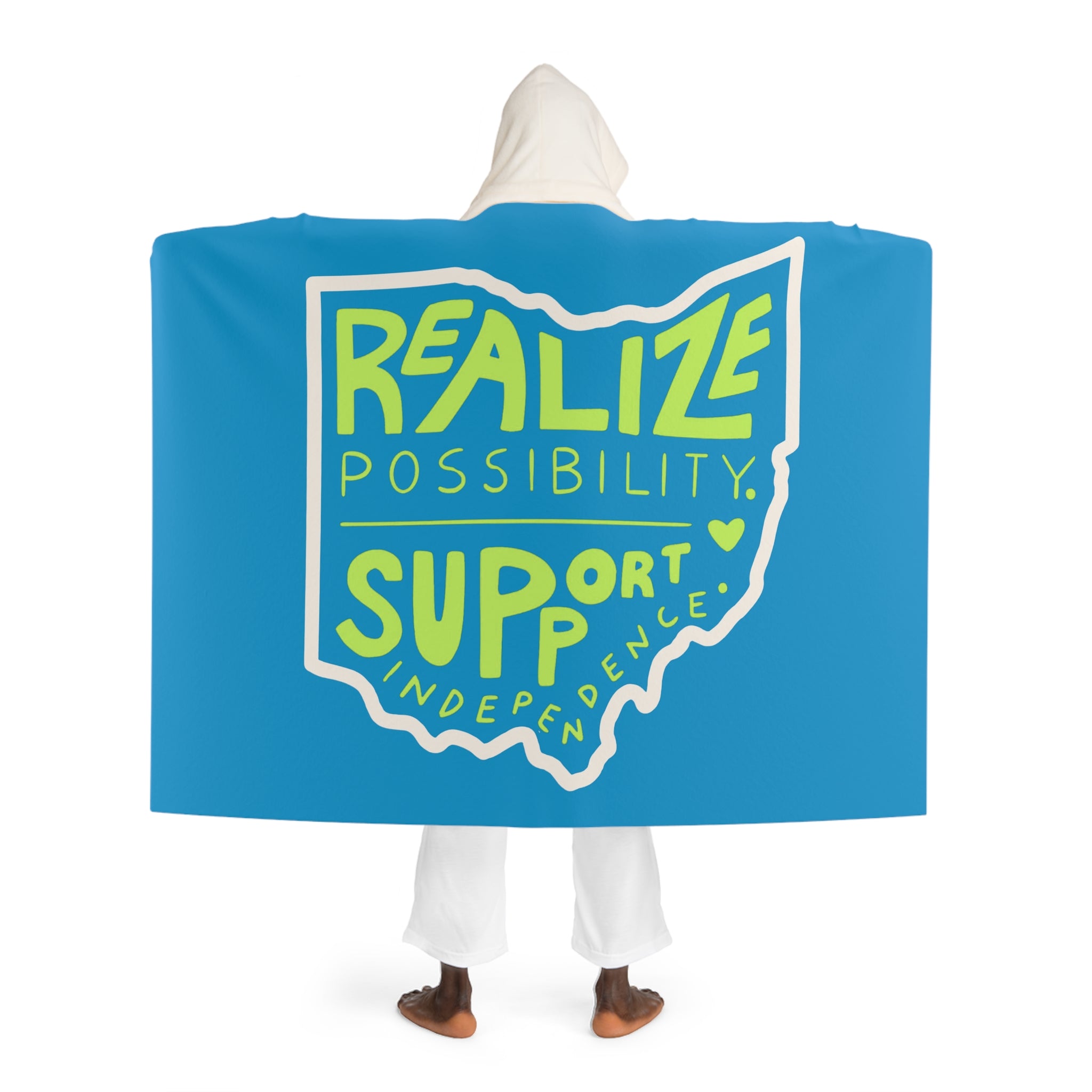 Realize Possibility Support Independence Graphic Hooded Sherpa Fleece Blanket